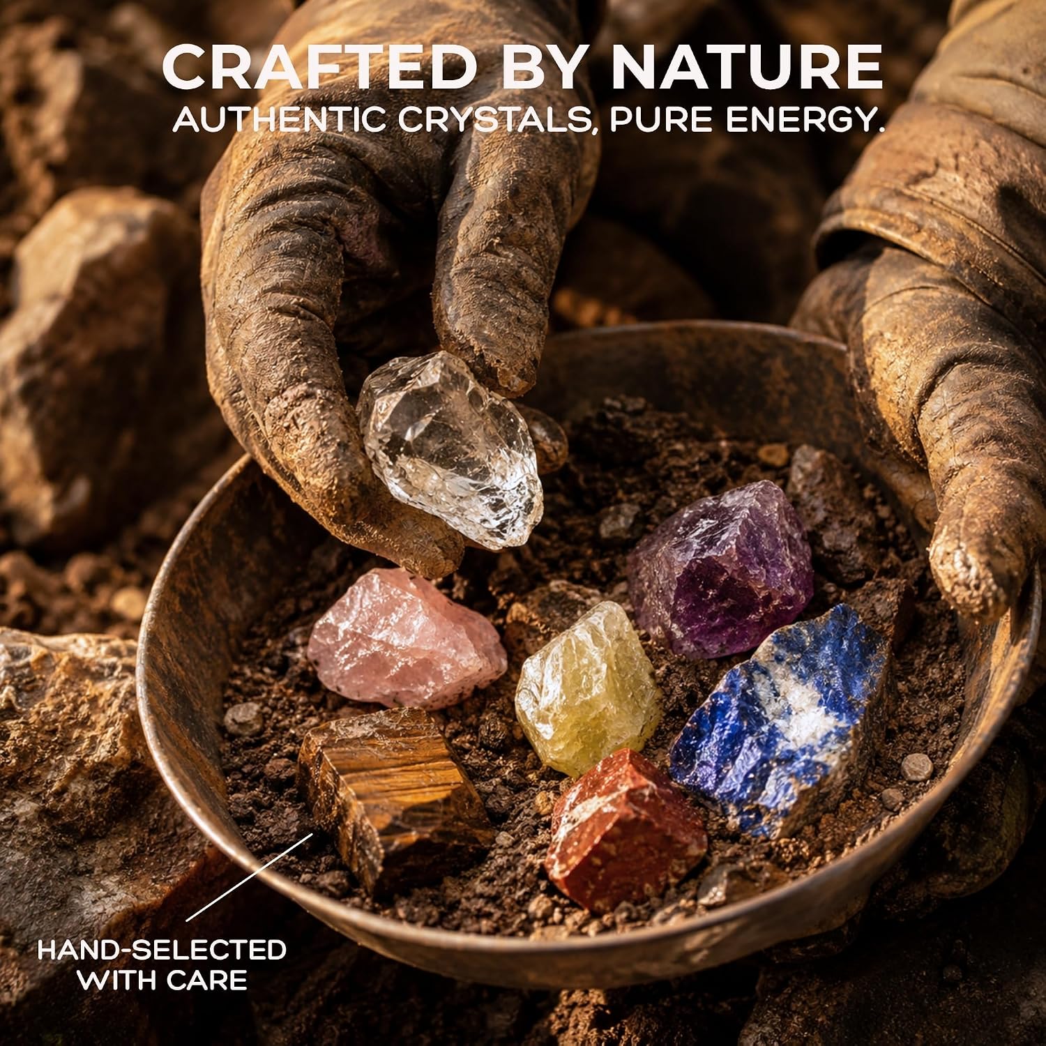 Anima Premium 7 Chakra Healing Crystals Set for Energy Alignment - Large Raw Amethyst, Rose Quartz, Citrine, Lapis Lazuli, Clear Quartz, Tigers Eye & Red Jasper - Wooden Gift Box & Guidebook Included - Image 6