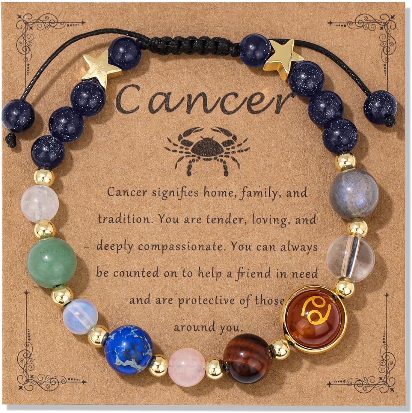 Vinswet Zodiac Bracelets for Women Men,12 Constellations Healing Crystal Stone Beads Bracelet Birthday Zodiac Gifts Horoscope Spiritual Jewelry Bracelet Gifts