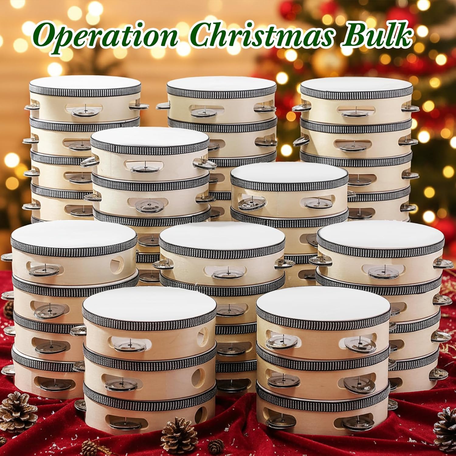 50 Pcs 4 Inch Wedding Tambourine Bulk Drum for Adults Hand Held Percussion Gift Wood Metal Jingles Musical Educational Drum Instrument for Church Wedding Party Favor - Image 3
