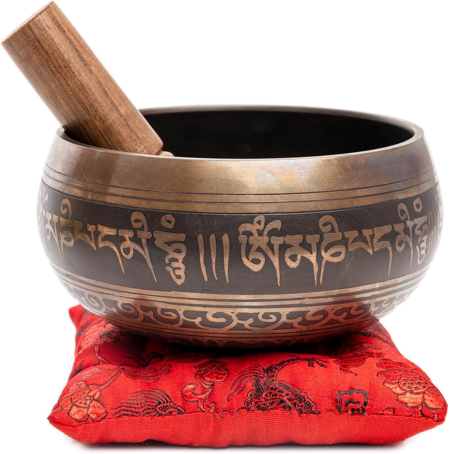 Premium Tibetan Singing Bowl Set – Handmade in Nepal Sound & Meditation Bowl – Spiritual Decor for Yoga, Wellness Spaces & Relaxation by Himalayan Bazaar (Brown & Red) - Image 8