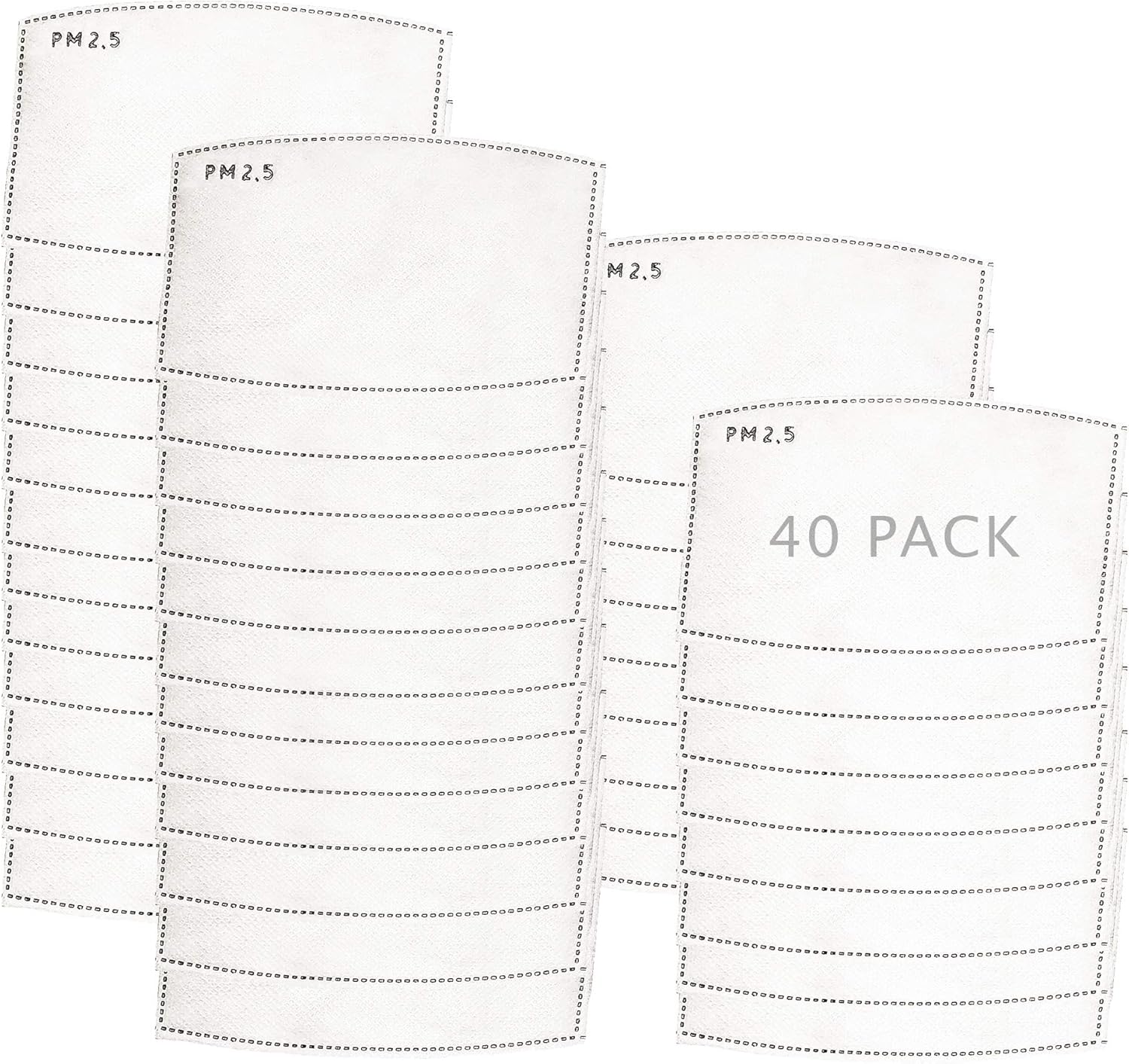 Lucid Eye Studios 40 Pack Adult Size Face Mask Filters PM 2.5 Activated Carbon Disposable Filter Replacements for Reusable Cloth Face Covers