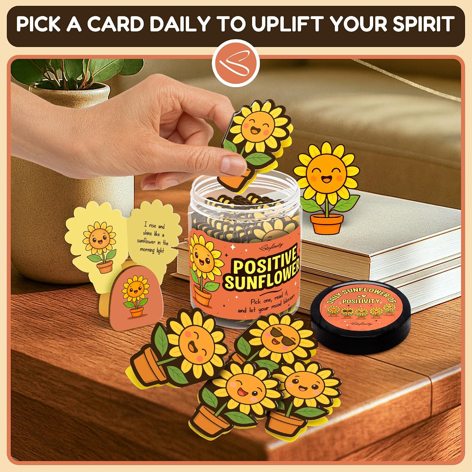 Stofinity Positive Sunflower Gifts For Women Birthday - Daily Affirmation Cards For Men, Cute Christmas Inspirational Cards, Unique Mental Health Stress Relief Gifts For Coworkers Friend Teen Girls - Image 4