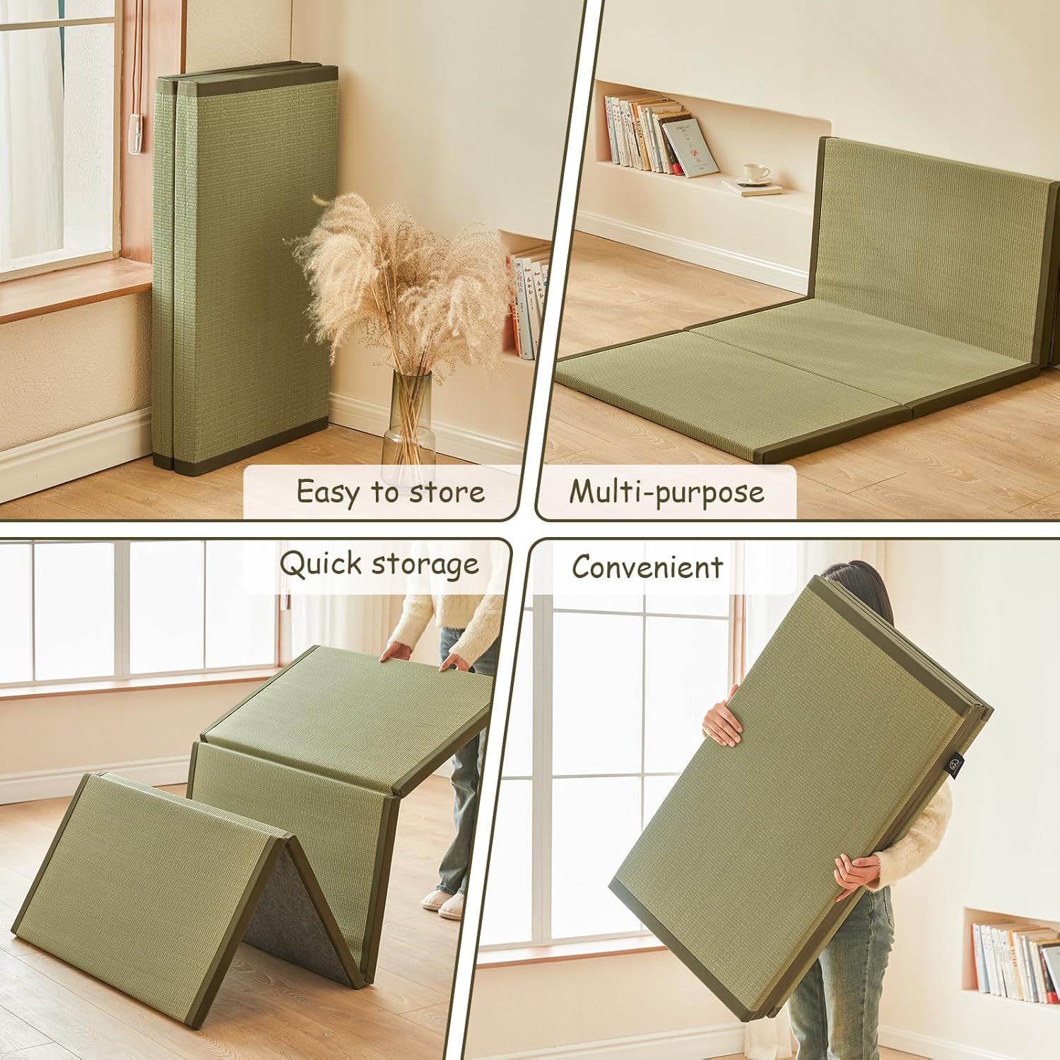 HAGiHARA Japanese Traditional Tatami Mat,35.4"x78.7"x1.2" Foldable Floor Mattress, Japanese Rush Grass Tatami Floor Mat for Meditation, Yoga,Sleeping or Summer Use - Image 6