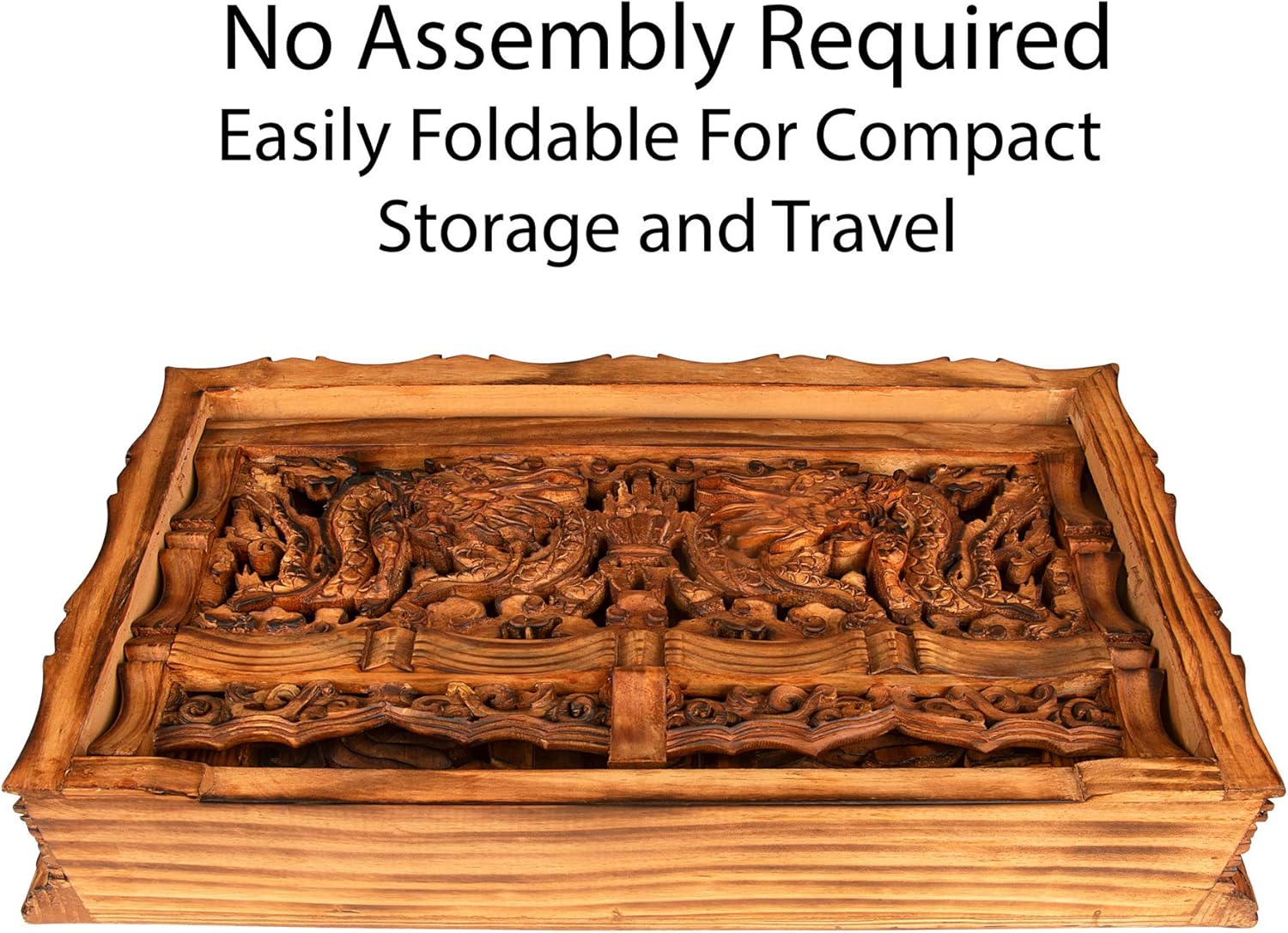 Tribe Azure Fair Trade Small Altar Table, Meditation Table Altar, Small Puja Table, Meditation Altar Wood Wiccan Buddhist, Tea Japanese, Low Side Dragon (Large) - Image 4