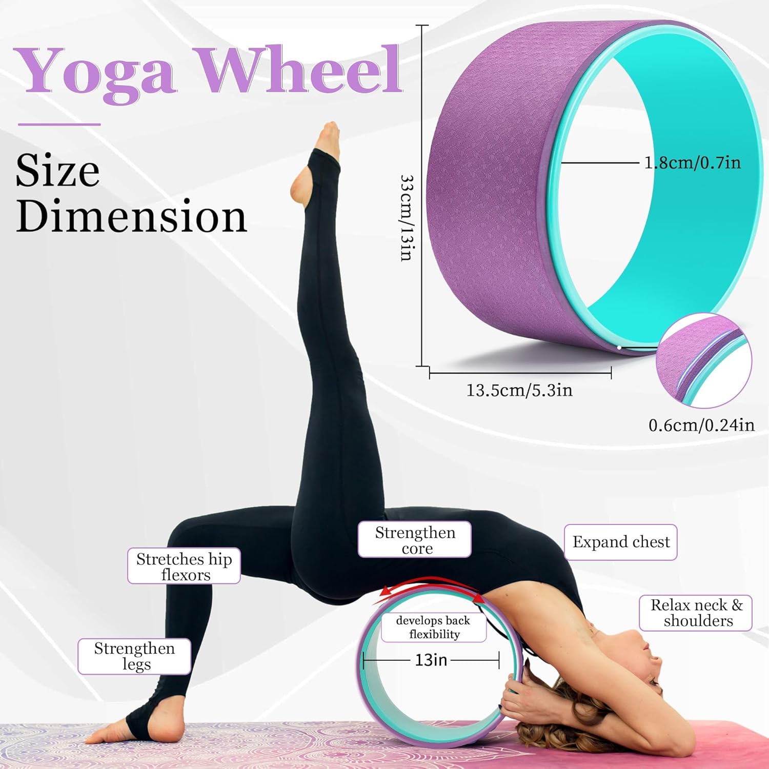 All in One Yoga Wheel Set, Soft Foam Roller Wheel for Back Pain & Stretching, Yoga Blocks 2 Pack with Strap, Trigger Point Therapy Massage Ball for Deep Tissue, Yoga Starter Kit for Beginner - Image 2