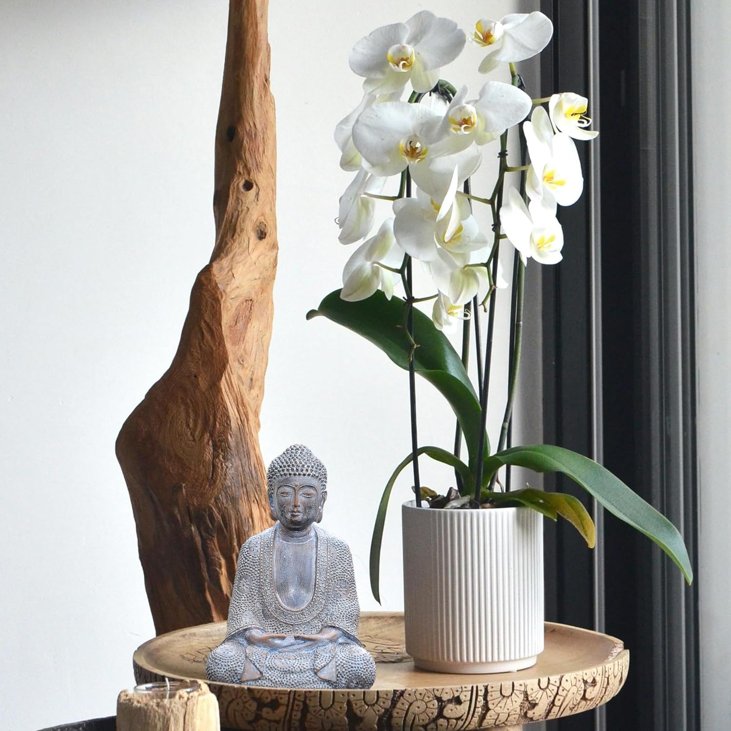 Buddha Statue Outdoor,Zen Garden Decor Buddha Sculpture for Home Meditation Decor Buda Decoration for Patio Desk Porch Yard Art Resin Decoration - Image 5