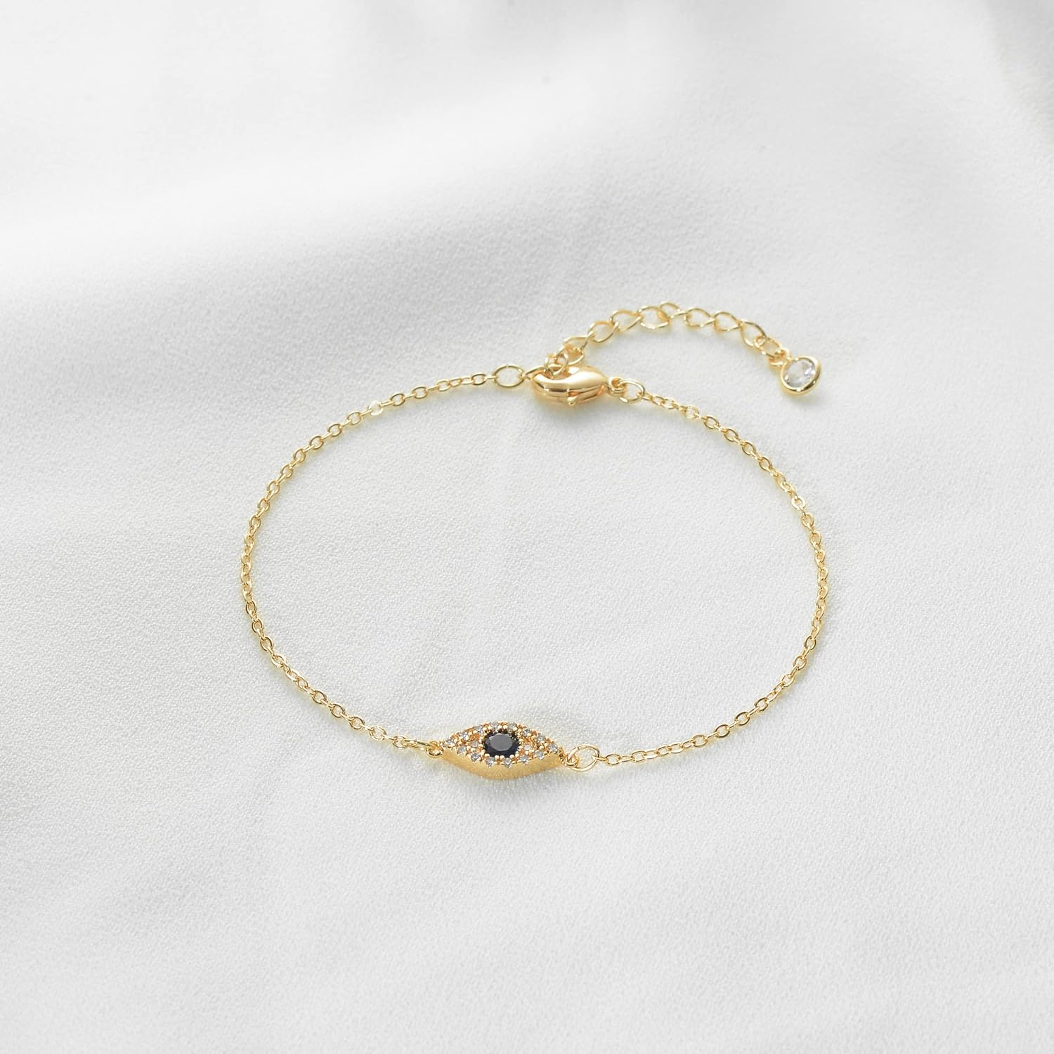 MTMY Evil Eye Bracelet for Women 14K Gold Plated Dainty Bracelets with Crystcal Adjustable Chain Cute Eye Bracelet Gold Jewelry for Her - Image 3