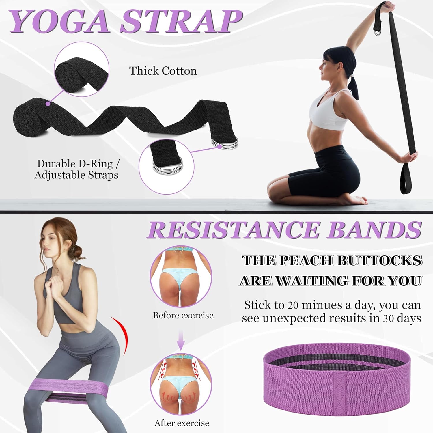 All in One Yoga Wheel Set, Soft Foam Roller Wheel for Back Pain & Stretching, Yoga Blocks 2 Pack with Strap, Trigger Point Therapy Massage Ball for Deep Tissue, Yoga Starter Kit for Beginner - Image 4