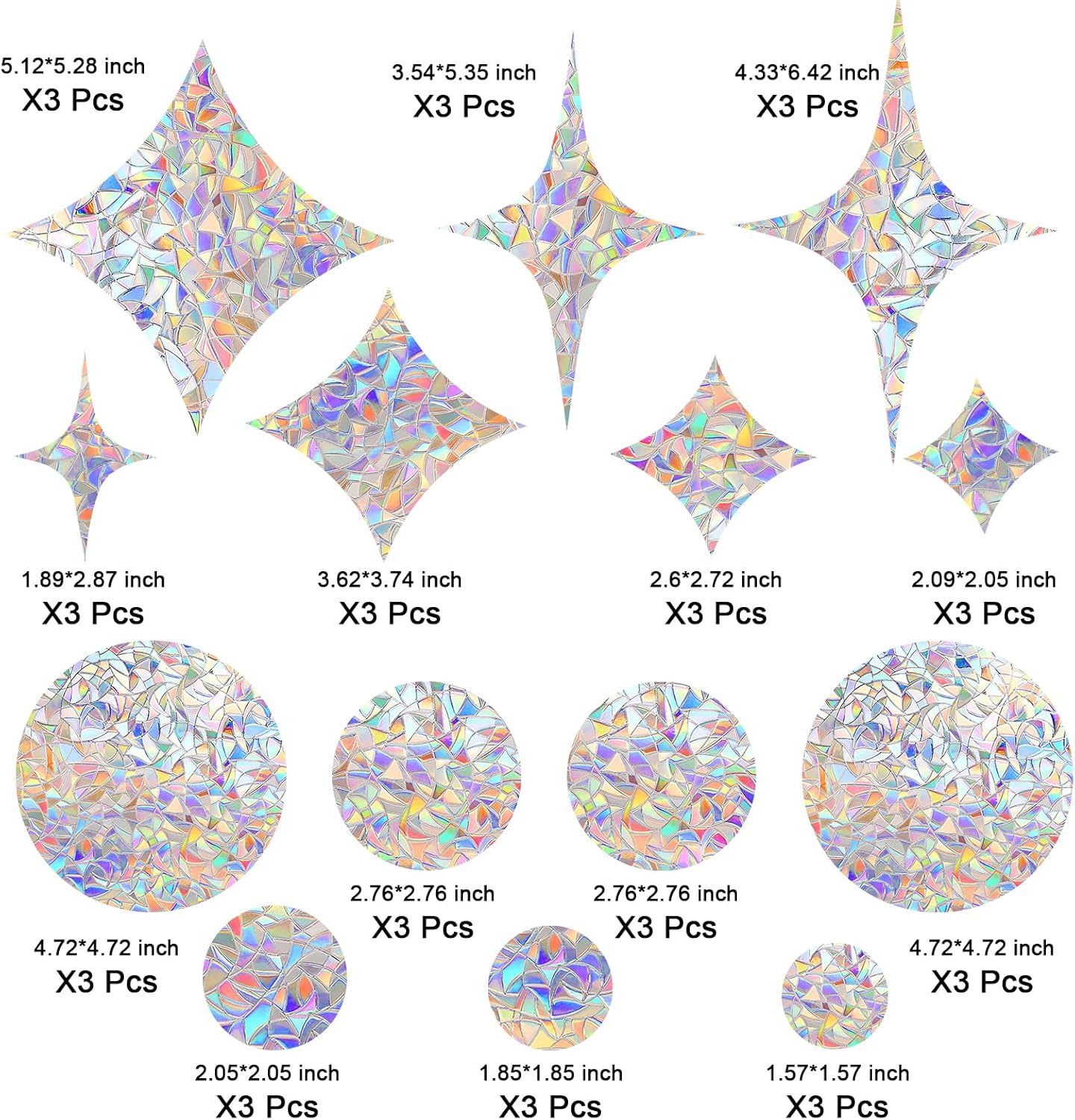 Window Decals to Prevent Birds Strikes, DELLAN 42 Anti-Collision Rainbow Window Clings, Bird Deflectors Stickers for Glass Windows (StarRound) - Image 4