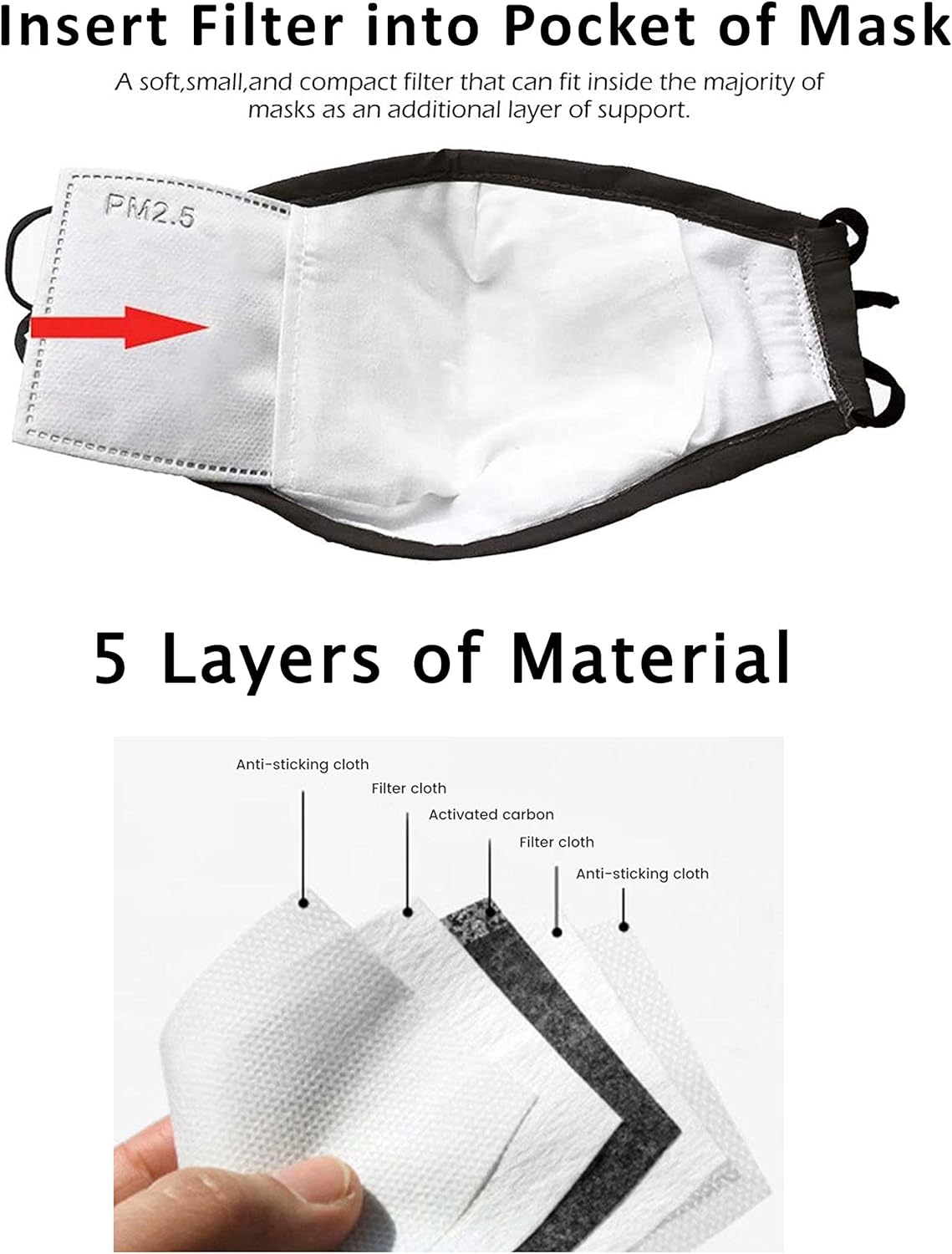 Lucid Eye Studios 40 Pack Adult Size Face Mask Filters PM 2.5 Activated Carbon Disposable Filter Replacements for Reusable Cloth Face Covers - Image 3