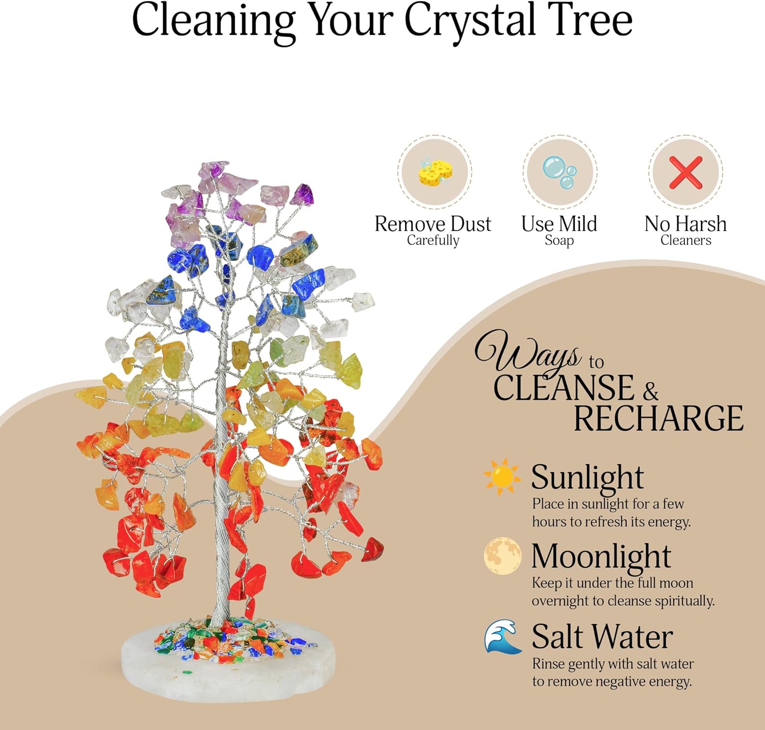 YATSKIA 7 Chakra Tree of Life Crystal Tree | Birthday Gifts for Women | Healing Crystals Gemstone Tree | Crystal Gifts for Mom | Home Office Decor | Handcrafted Unique Gifts - Image 6