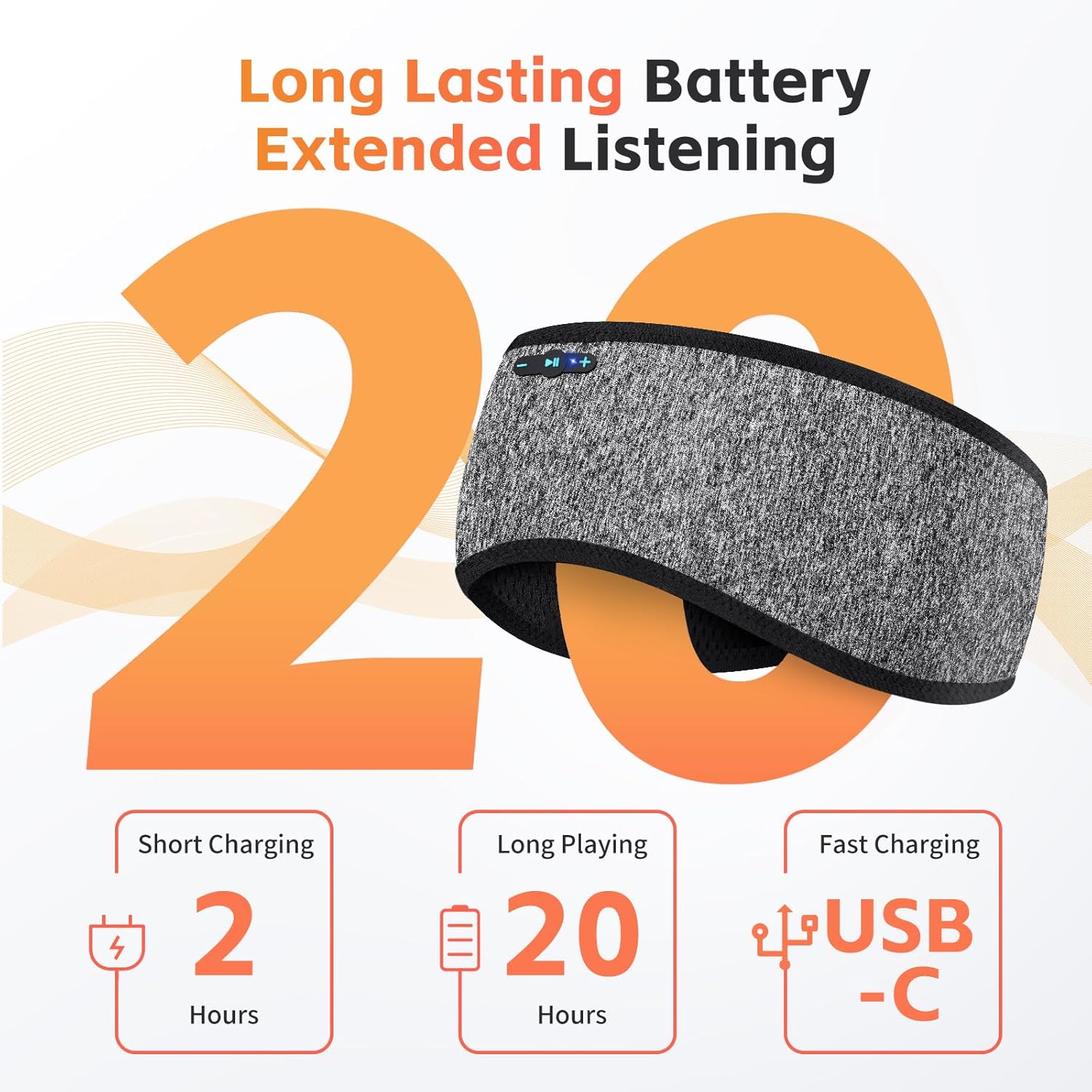 Sleep Headphones Bluetooth 6.0 Headband, 20H Playtime Headband Headphones with HD Stereo Speakers, Sports Wireless Earphones for Side Sleepers Workout Yoga Travel Meditation, Gifts for Women Men - Image 2