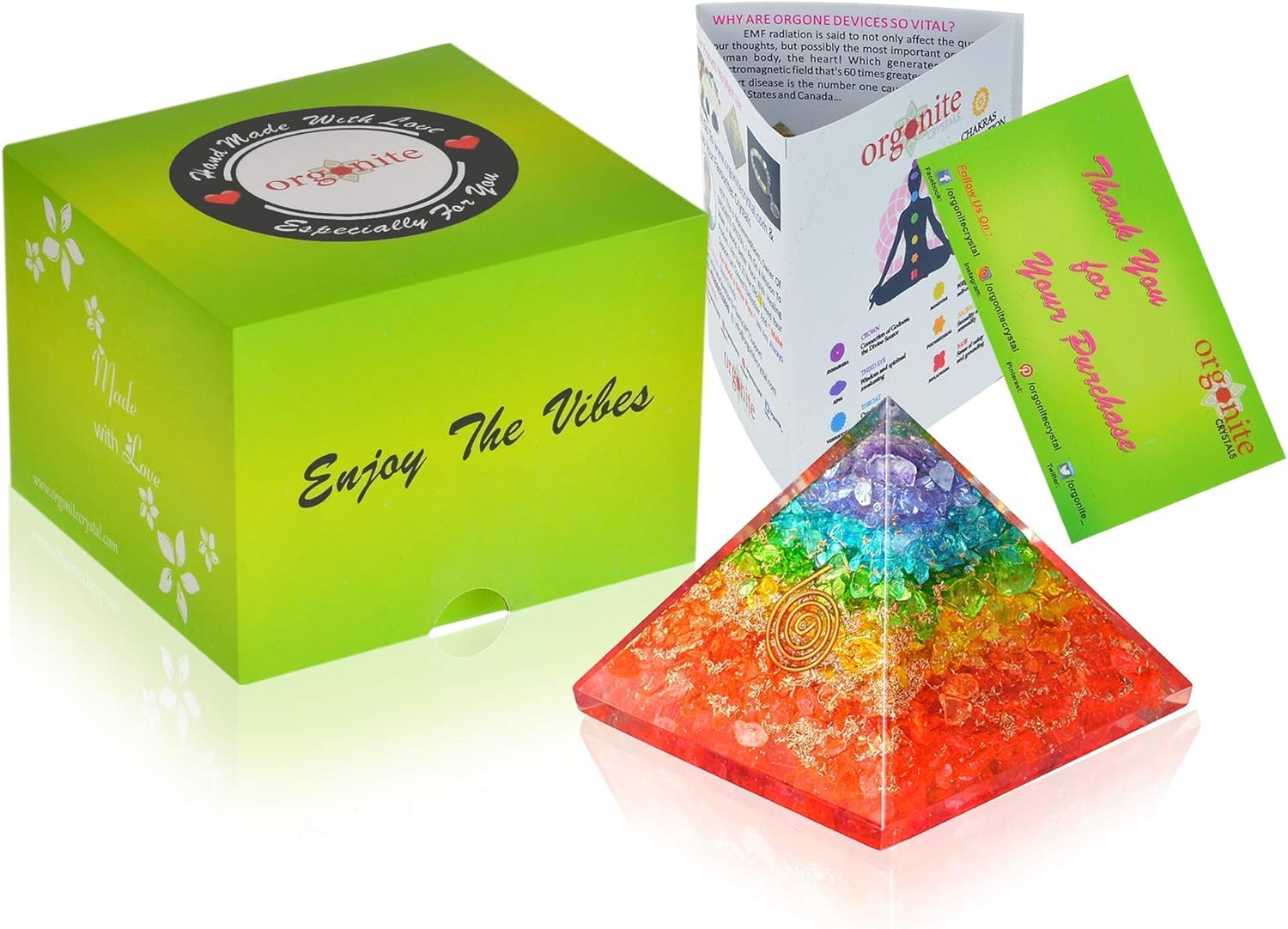 Orgonite Crystal Handmade Seven Chakra Gemstone Pyramid - Orgone Chakra Healing Stone Pyramids for Mediation, Yoga, Reiki, Spiritual Gift, Office and Home Décor - Image 9