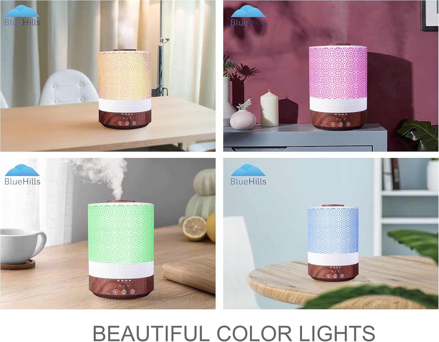 BlueHills 2500 ML XL Essential Oil Diffuser for Large Room Aroma Humidifier Home Decor Bed Baby Room Big Huge 2.5 L Capacity Long Run Color Lights Decorative Design High Mist Dark Wood Grain F004 - Image 3