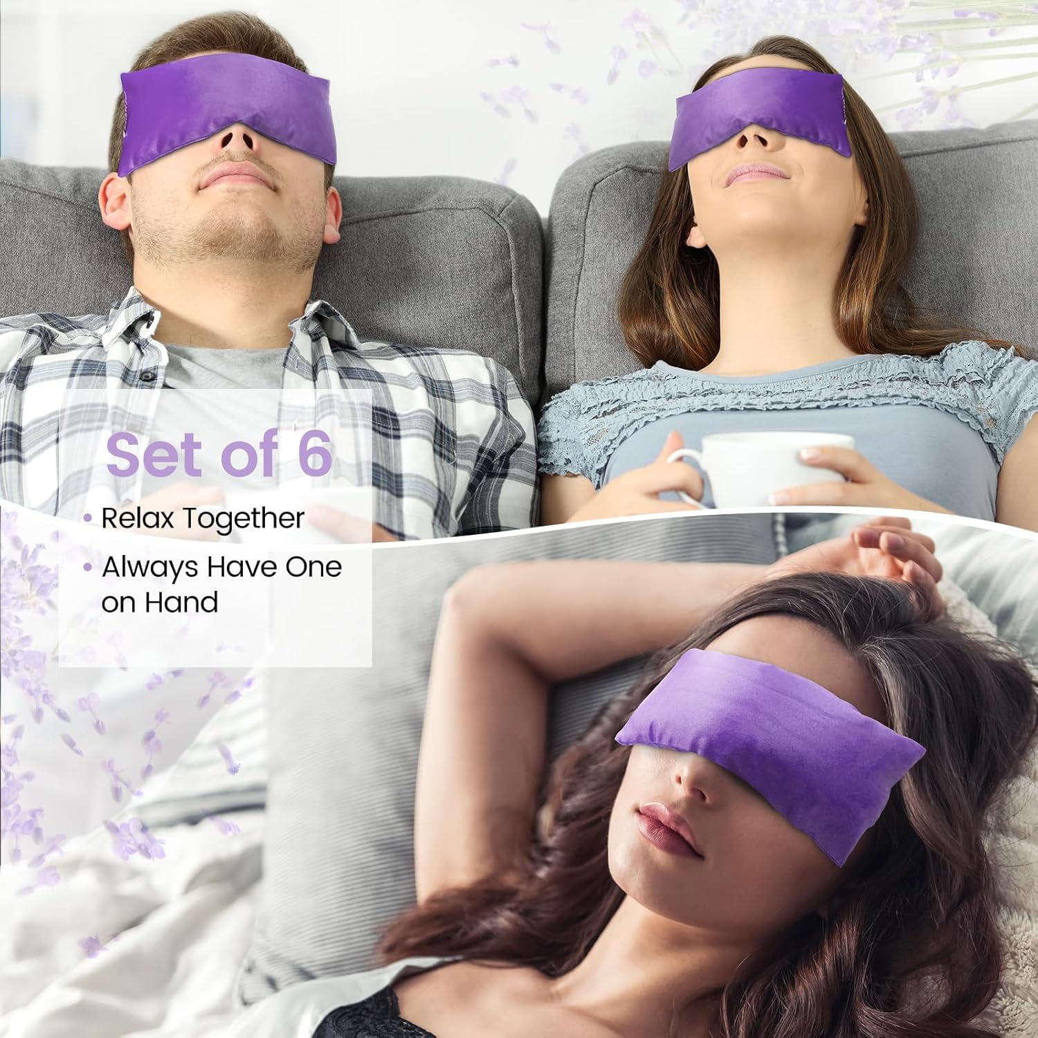 SuzziPad Lavender Eye Pillows for Relaxation with Aromatherapy, Weighted Mask for Sleeping, Hot & Cold Therapy Compress for Dry Eyes, Yoga Meditation Pillow, Purple, 6 Packs - Image 7