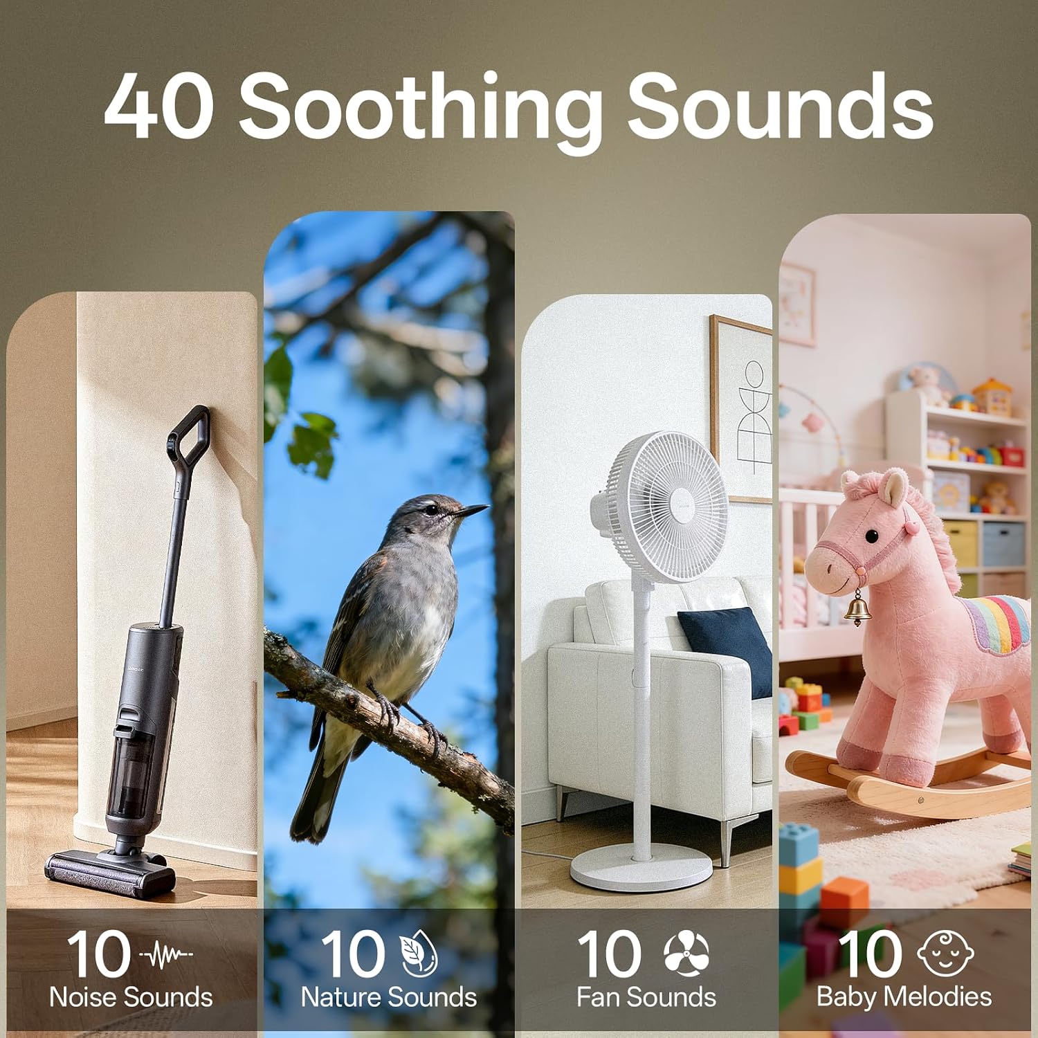 Hotmoon Sound Machine for Sleep, Cocoon 2 White Noise Sound Machine with 40 Relaxing Sounds, Dual-Speaker & Timer, 8 Night Light, Pink Brown Green Noise for Sleeping Adults, Office Privacy, Plug-in - Image 2