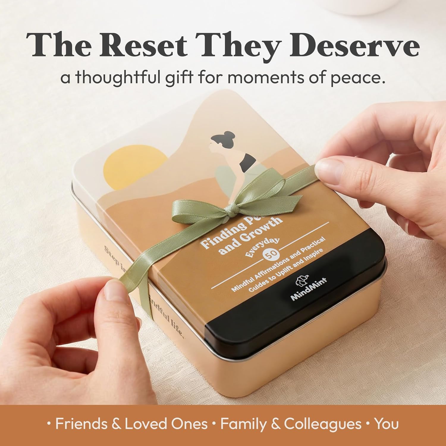 Daily Positive Affirmation Cards for Women - 50 Mindfulness Meditation Cards for Self Care in Tin Box with Wooden Stand - Motivational & Inspirational Gifts for Women, Best Friend, Sister - Image 6