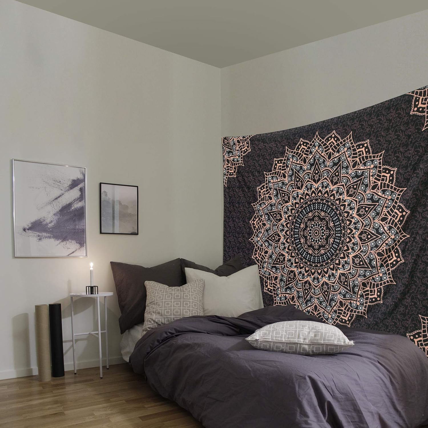 Black Mandala Tapestry Wall Hanging Psychedelic Wall Tapestry Aesthetic Indian Hippie Decor Bohemian Art Boho Home Decoration for Bedroom,Living Room,Dorm - Image 4