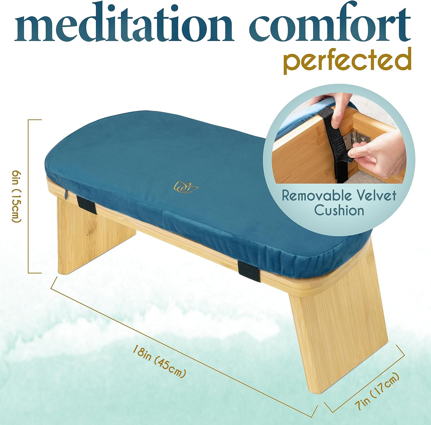 Florensi Meditation Bench - Bamboo, Foldable & Ergonomic Meditation Stool - Sturdy Prayer Bench with Meditation Cushion, Comfortable for Kneeling or Sitting - Perfect for Deeper & Longer Meditation - Image 2