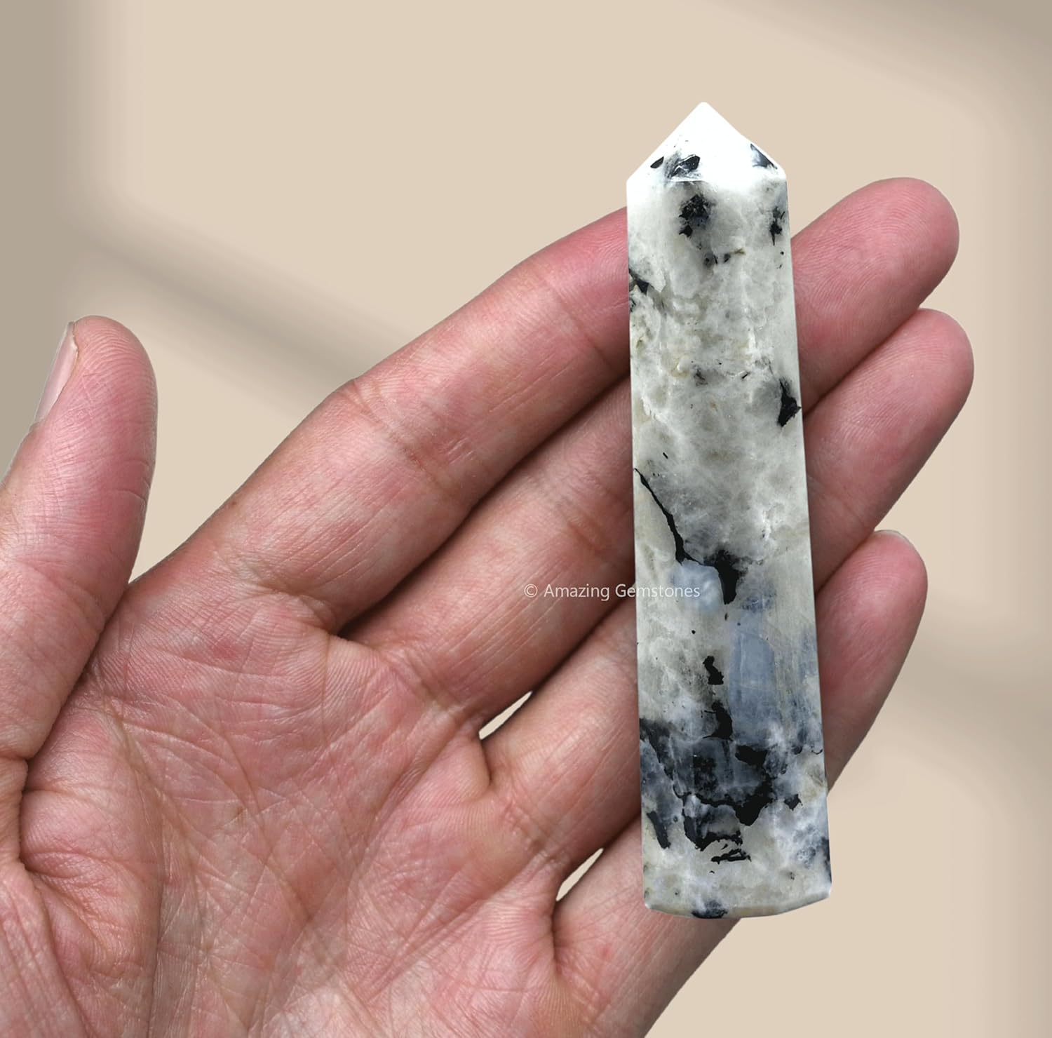 Amazing Gemstone Rainbow Moonstone Crystal Towers - Natural Healing Crystal Point Obelisk for Reiki Healing and Crystal Grid (3" to 4" INCH) - Image 4