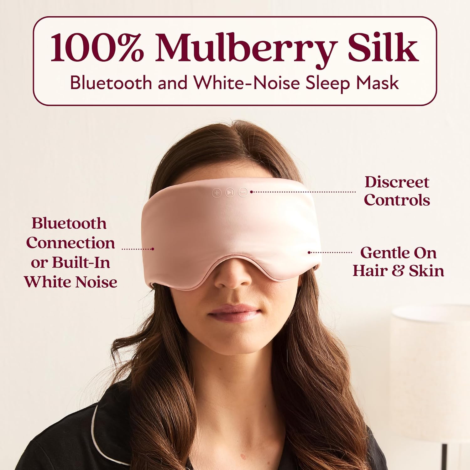 SilkSound 100% Mulberry Silk Bluetooth Sleep Mask, Skin-Friendly Sleeping Eyemask with Bluetooth Headphones, Sleep Gifts for Women, Silk Eyemask Headband Headphones for Sleeping Side Speakers - Image 2
