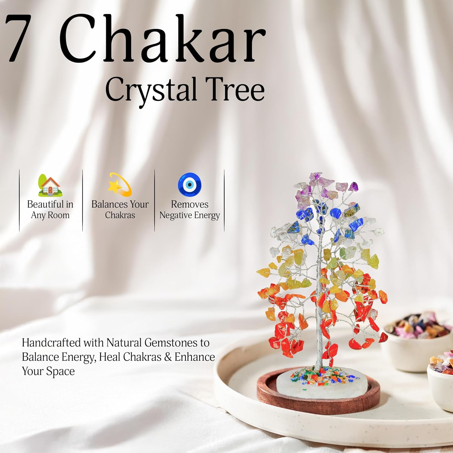 YATSKIA 7 Chakra Tree of Life Crystal Tree | Birthday Gifts for Women | Healing Crystals Gemstone Tree | Crystal Gifts for Mom | Home Office Decor | Handcrafted Unique Gifts - Image 5