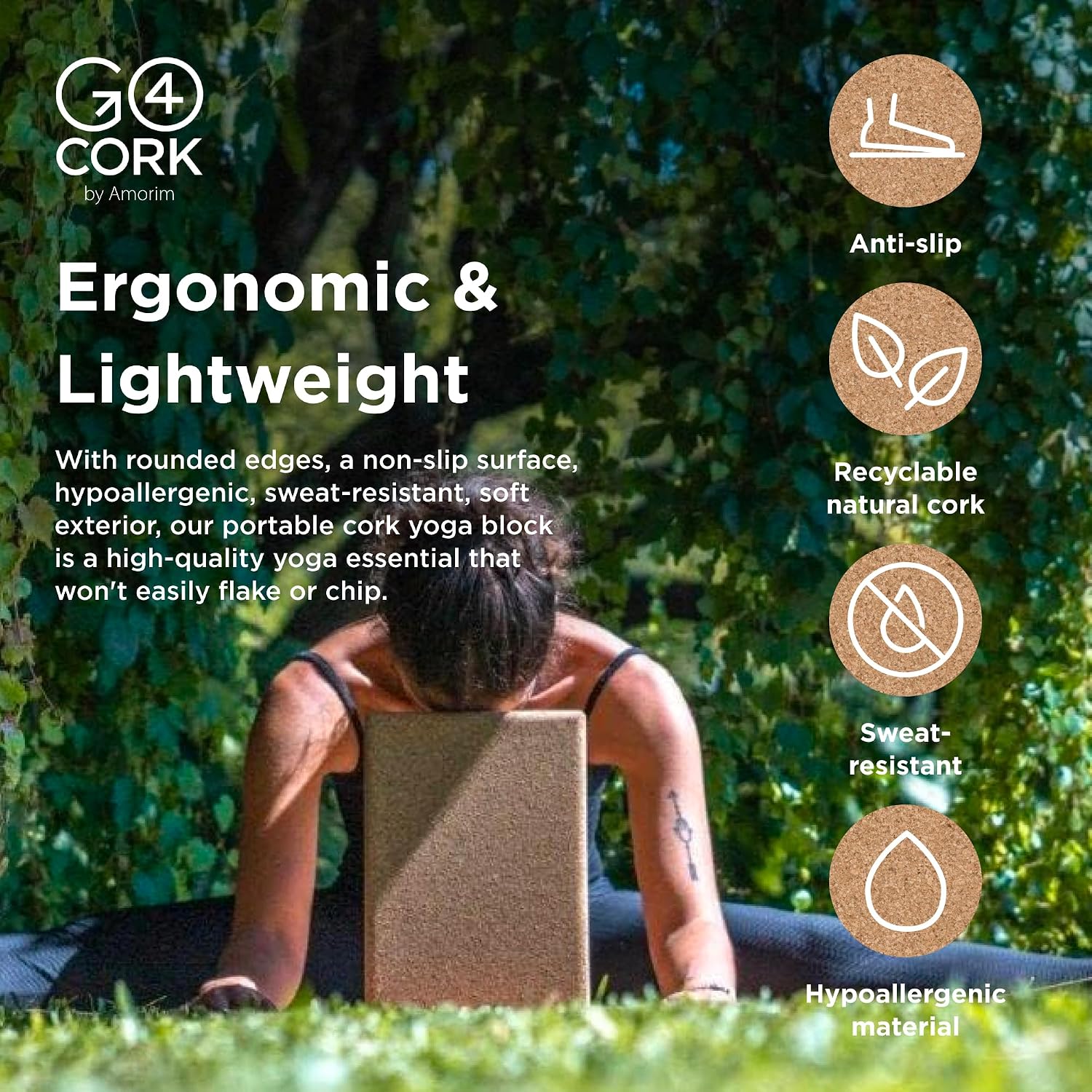 Go4Cork Cork Yoga Block | Non-Toxic, Alternative To Foam Yoga Blocks | Odorless, Soft, Non-Slip, Workout & Exercise | Yogi Gift Accessories | Men & Women | Eco Friendly, Sustainable - Image 3