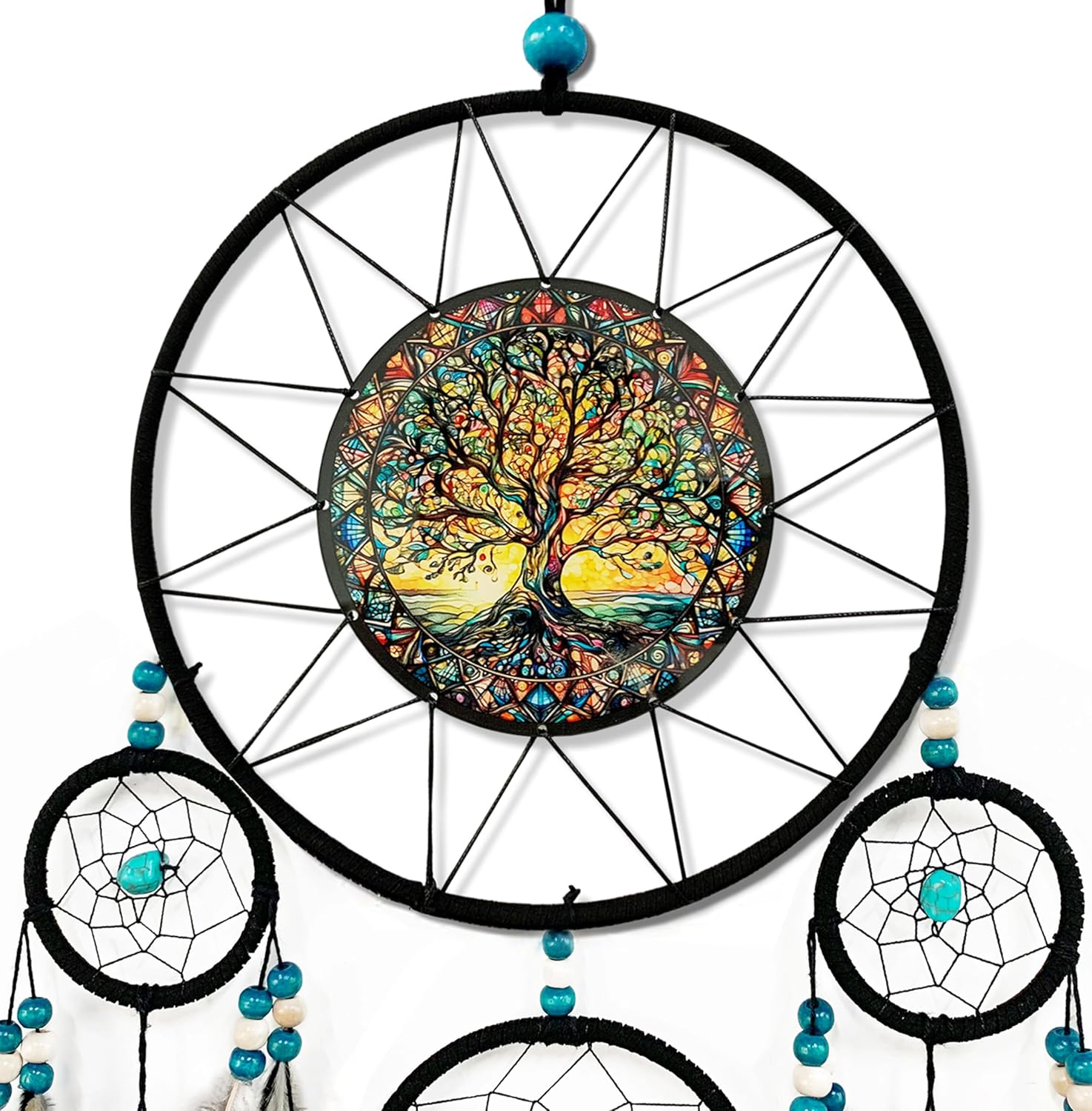 Large Dream Catchers for Bedroom Adult Brown Boho Dream Catcher Wall Decor Tree of Life Suncatcher Hanging for Boys Teen Room Decor Dorm Living Room Hanging Decoration Festival Gifts - Image 3