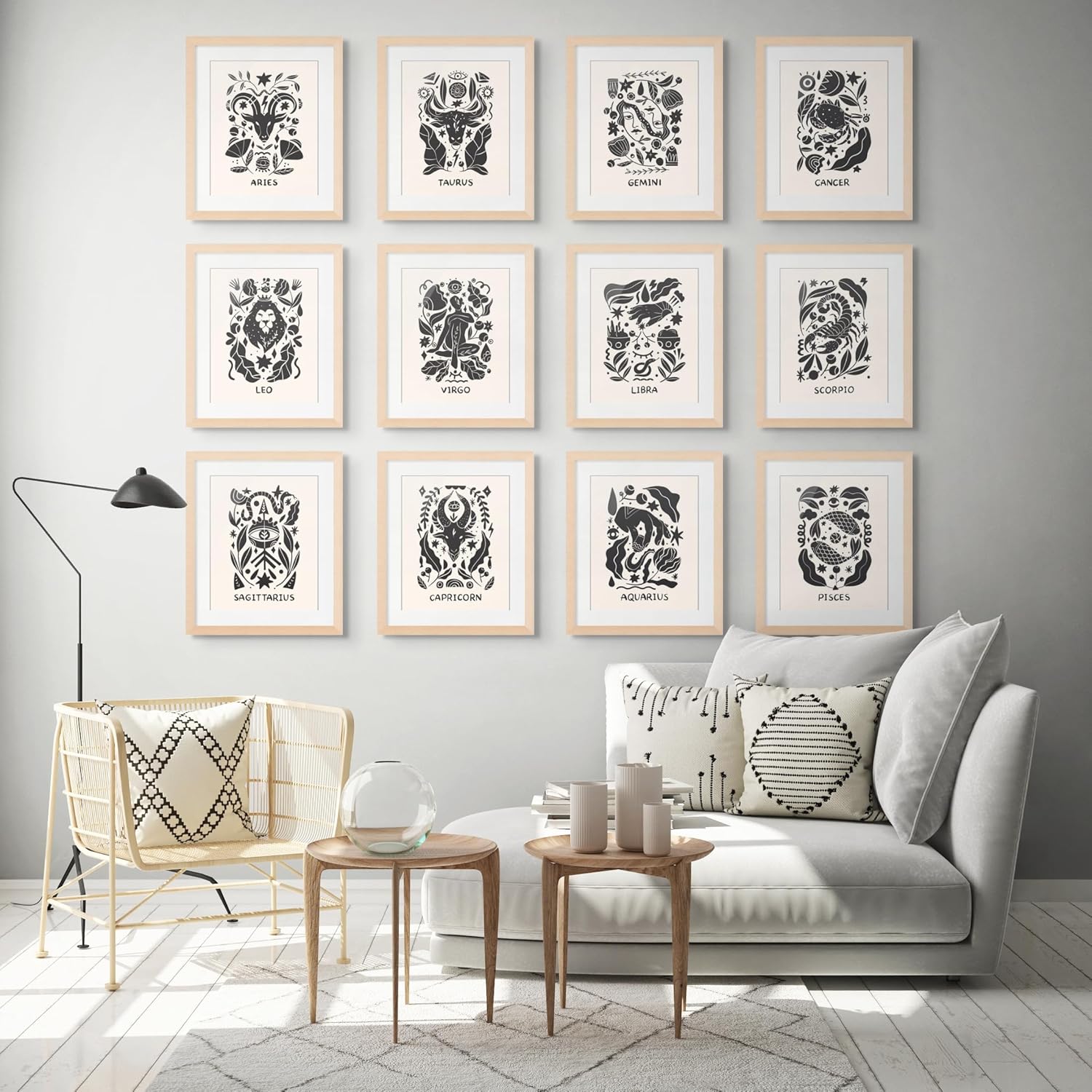 Everyday Designs Zodiac Wall Art - Scandinavian Astrology Decor, Celestial Wall Art, Zodiac Signs, Constellation Poster, Celestial Decor, Horoscope Posters - Unframed Set of 12 (11x14”) Prints - Image 3