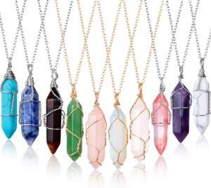 10 Pieces Hexagonal Crystal Pendant...