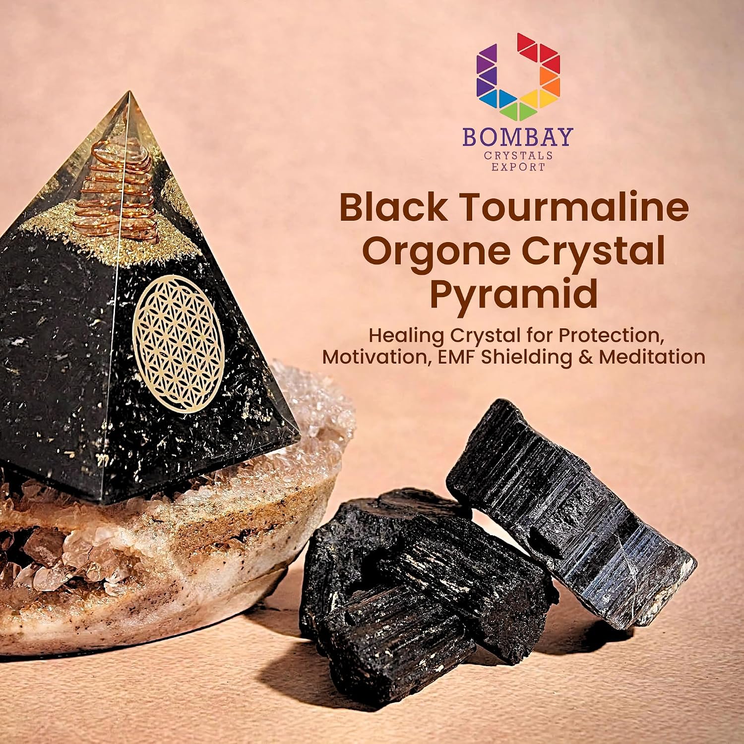 Orgone Black Tourmaline Pyramid – Healing Crystal for Protection, Motivation, EMF Shielding & Meditation – Orgonite Pyramid for Chakra Balancing, Reiki, Spiritual Energy & Positive Vibrations - Image 2