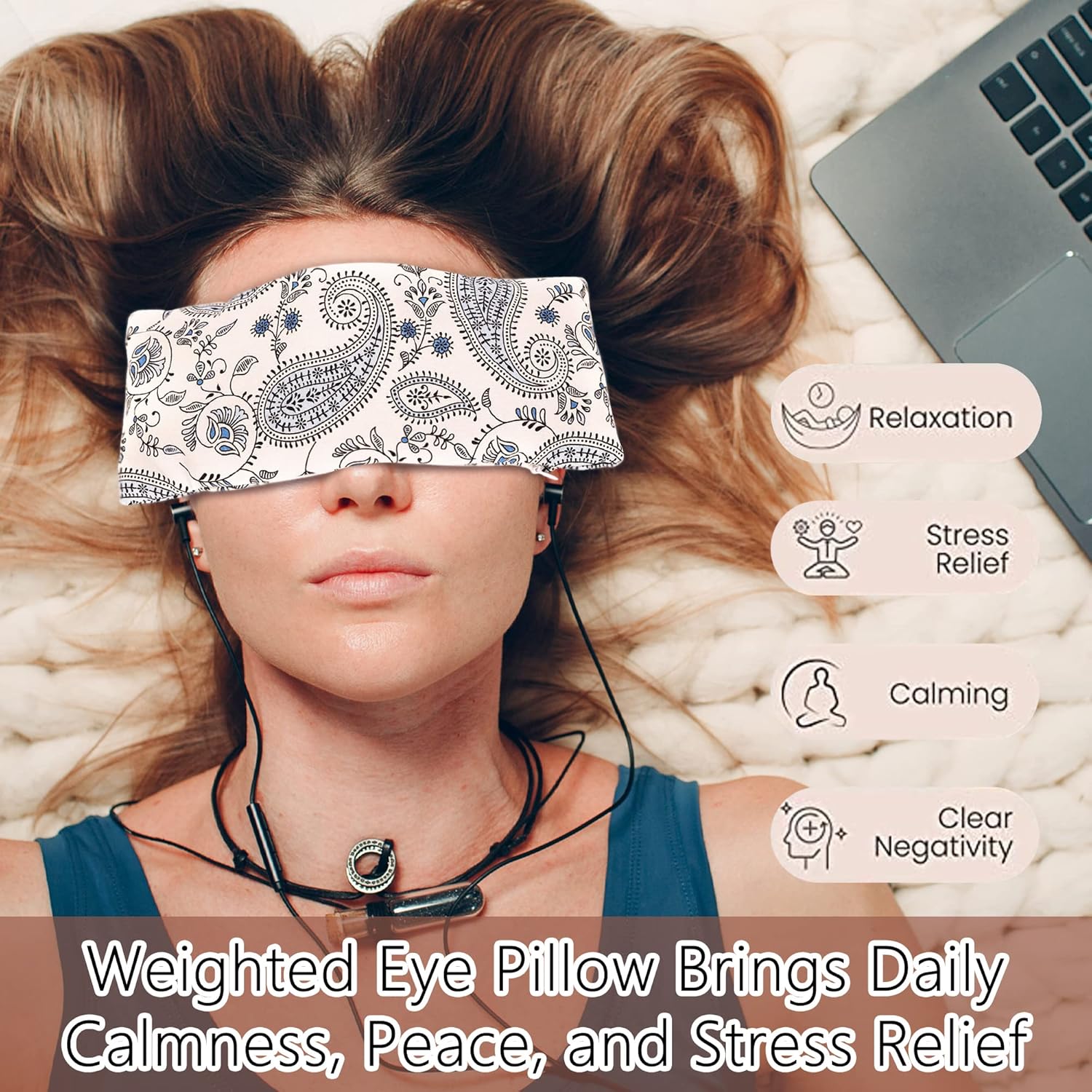 Lavender Eye Pillow for Relaxation, Yoga, Sleep – Weighted Eye Mask for Headache, Sinus, Aromatherapy Moist Heat Compress, Meditation Accessory, Relaxation Gift for Women (Purple) - Image 6