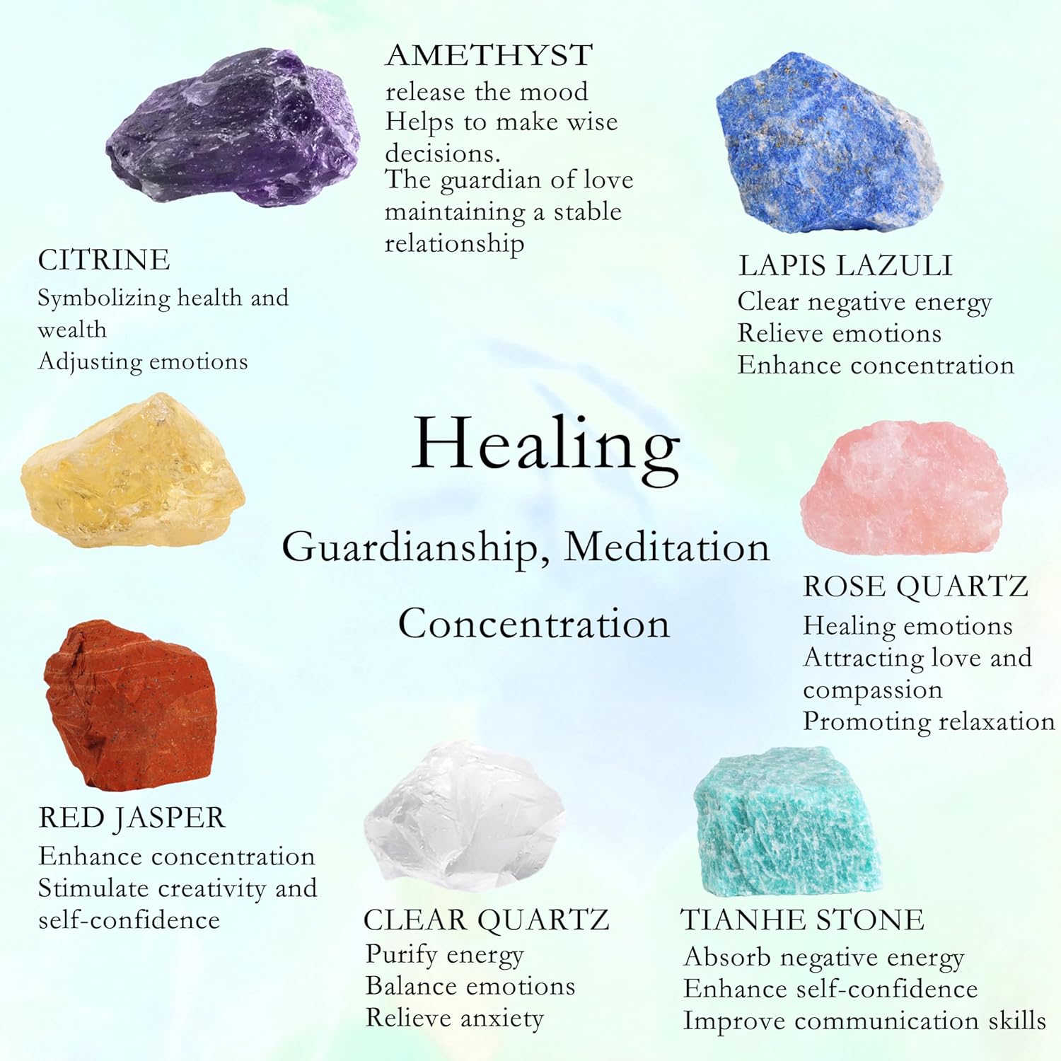 Healing Crystals for Beginners – 7 Chakra Stones and Crystals Healing Collection -Including Amethyst, Rose Quartz, Lapis Lazuli, etc.with Guide Book, Natural Raw Crystals for Meditation - Image 5