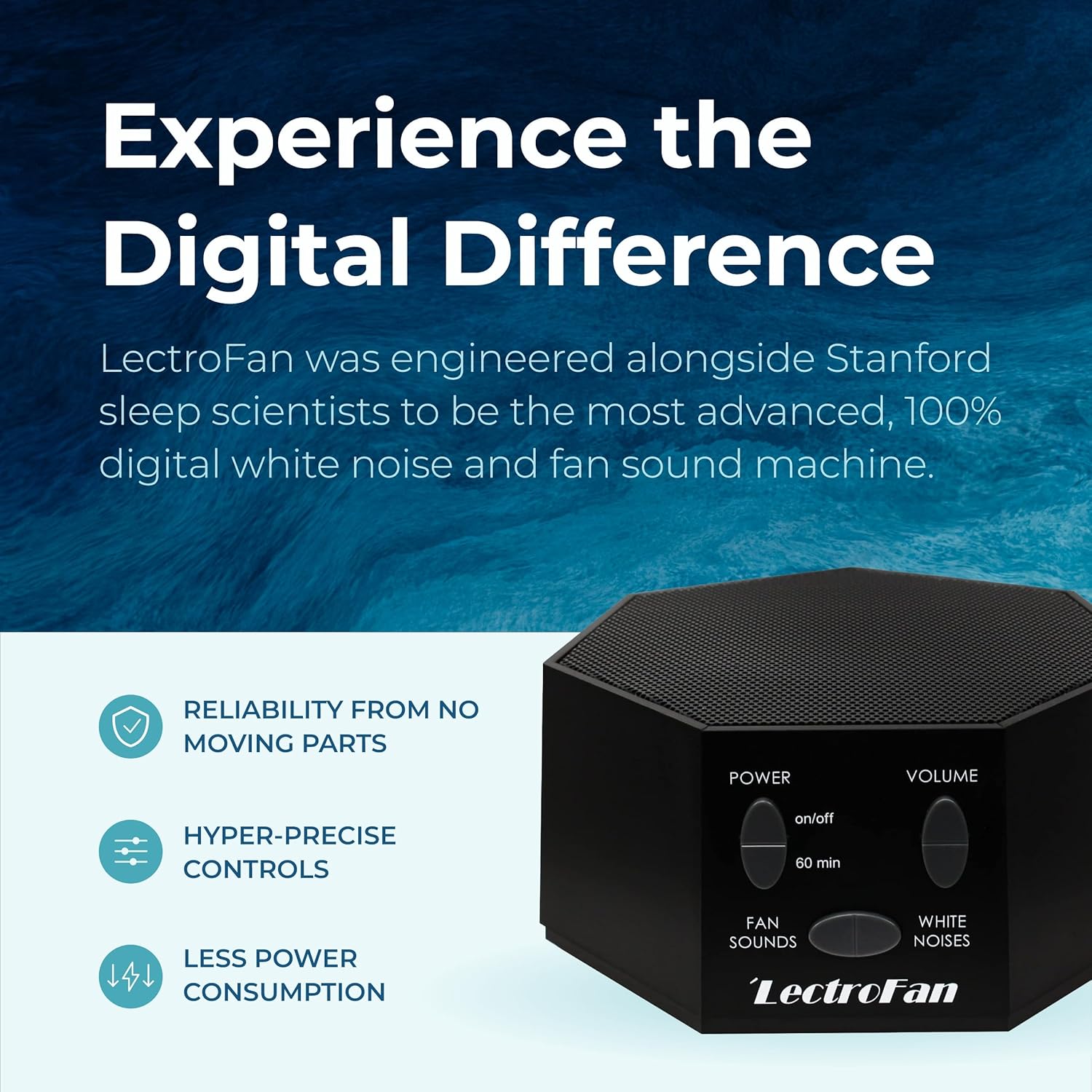 Adaptive Sound Technologies LectroFan Classic - Soothing Sound Machine for Sleep - Built-in Sleep Timer - Compact Design - Non-Looping Sounds - Speech Privacy - Black - Image 2