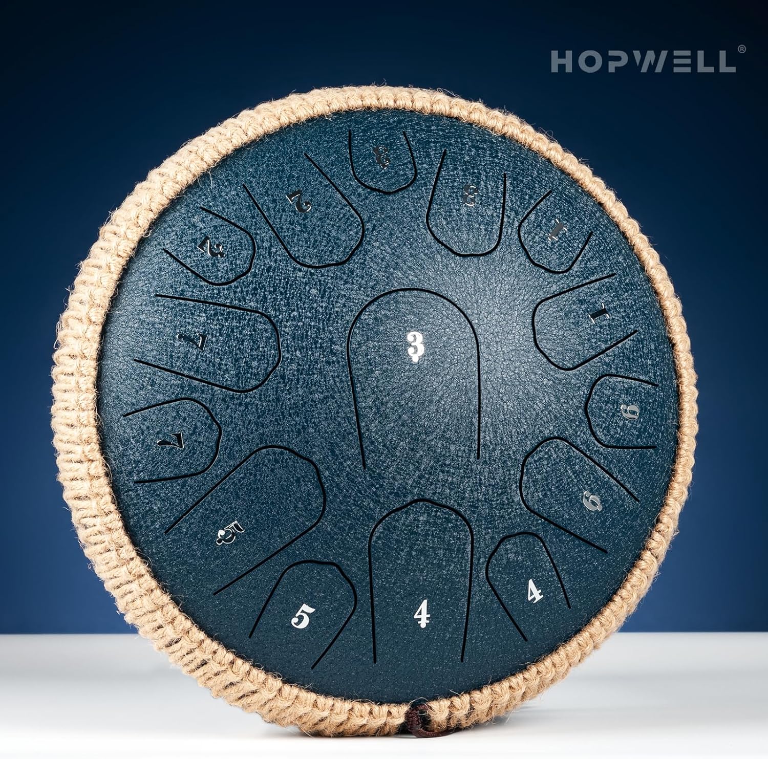 HOPWELL Steel Tongue Drum - 13 Inches 15 Notes Tongue Drum - Hand Pan Drum with Music Book, Handpan Drums Mallets and Carry Bag, D Major (Navy Blue) - Image 2