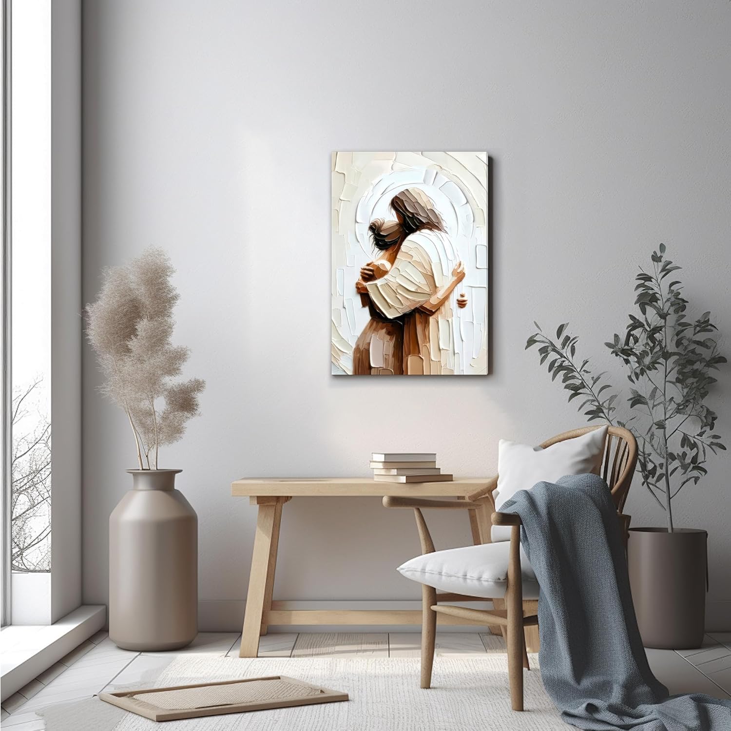 Palette Dreams Jesus Embracing Woman Canvas Wall Art, Woman Lying Safely In The Arms Of Jesus Wall Decor, Christian Wall Art Home Decor for Bedroom Church Prayer Room 12 x 16 Inch - Image 4