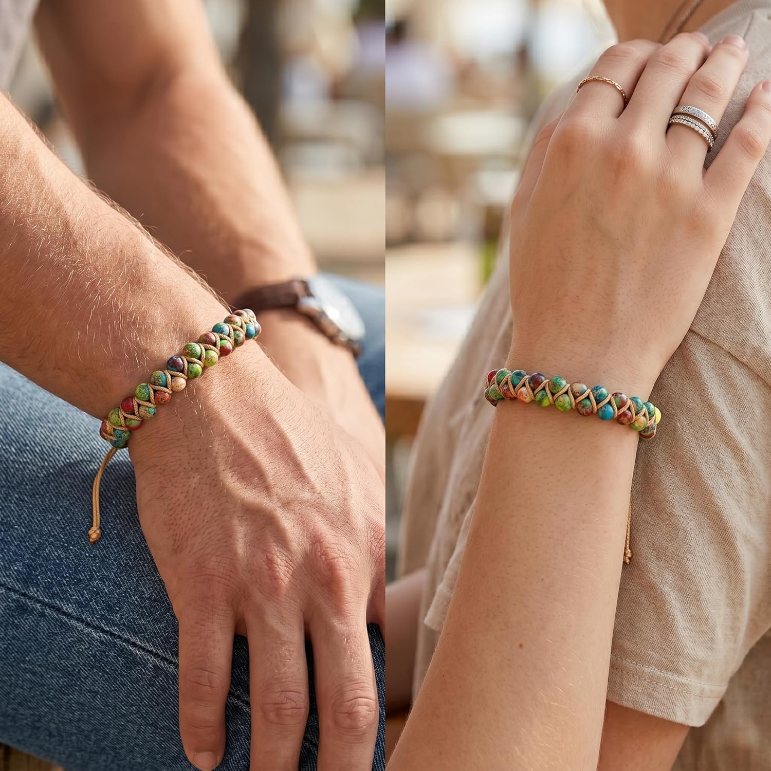 Sriomu 7 Chakra Bracelets for Women Handmade Natural Jasper Stone Healing Bead Bracelet Women Men Boho Friendship Inspirational Jewelry Natural Jasper Stone Double Layer Healing Bead Jewelry Gifts - Image 4