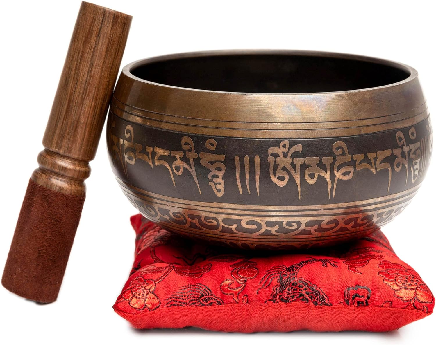 Premium Tibetan Singing Bowl Set – Handmade in Nepal Sound & Meditation Bowl – Spiritual Decor for Yoga, Wellness Spaces & Relaxation by Himalayan Bazaar (Brown & Red) - Image 5