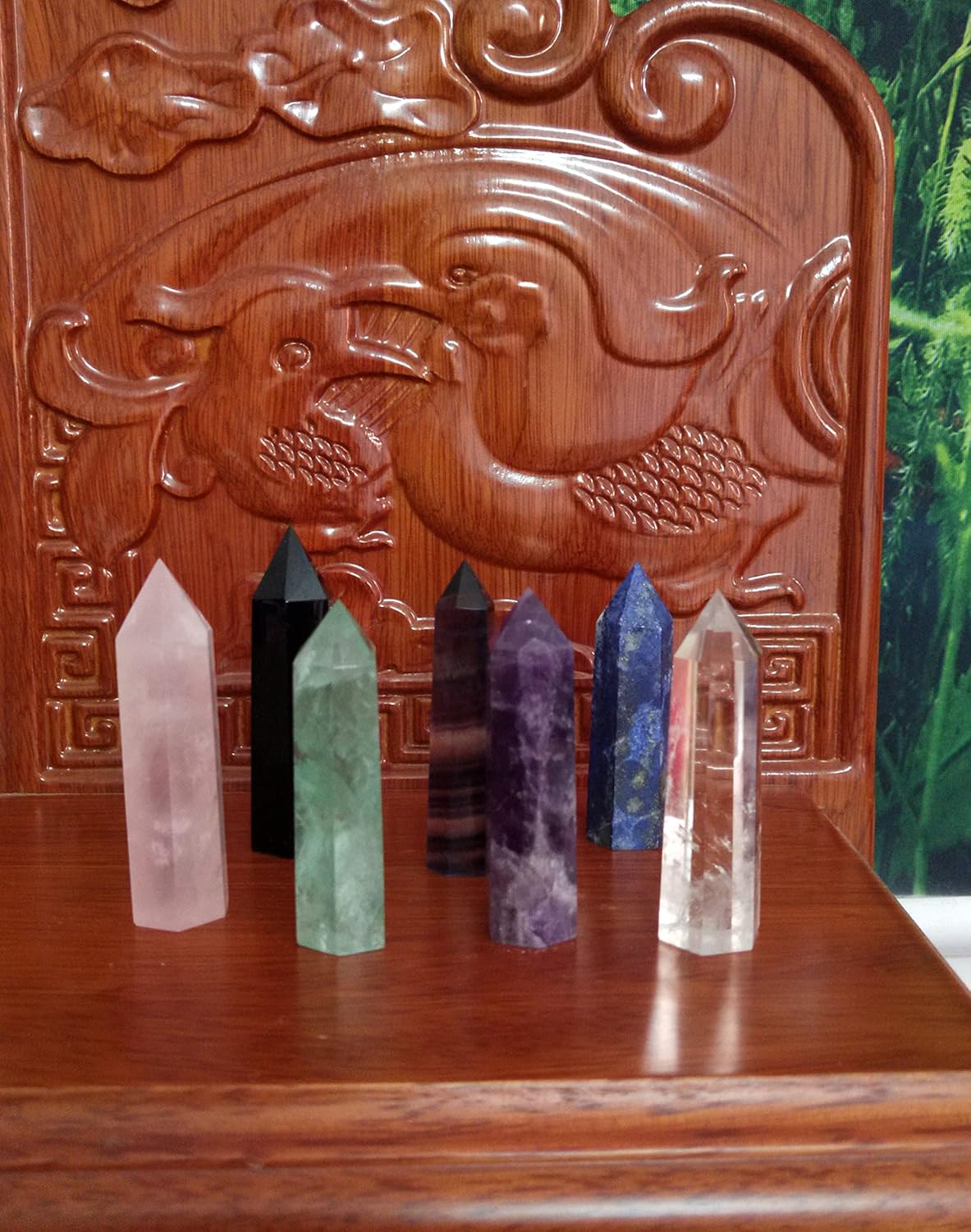 Luckeeper 7 PCS Healing Crystal Wands | 2" Amethyst, Rose Quartz,Clear Quartz,Black Obsidian,Green Fluorite, Lapis Lazuli,Rainbow Fluorite| 6 Faceted Reiki Chakra Meditation Therapy - Image 3