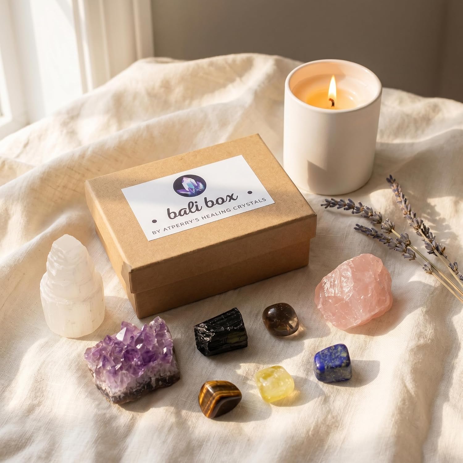 AtPerry's Healing Crystals Set - 8 Real Chakra Crystals & Stones for Stress & Anxiety Relief, Gift Box + Crystal Meaning Card, Selenite Amethyst Rose Quartz Black Tourmaline - Gift for Women - Image 7