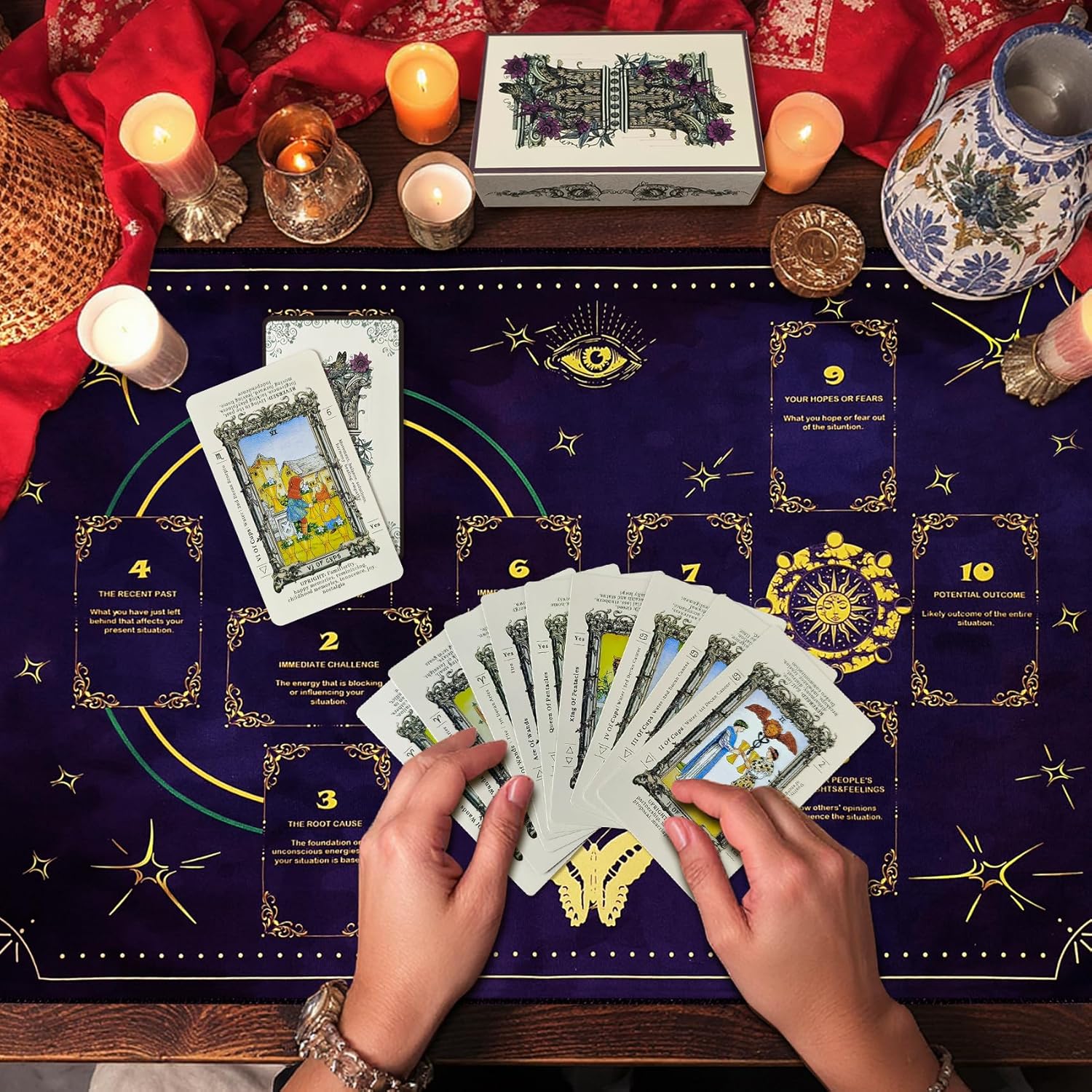 Knana Altar Cloth Purple Butterfly Tarot Mat Tarot Cloth for Reading with Celtic Cross Pattern - Image 4