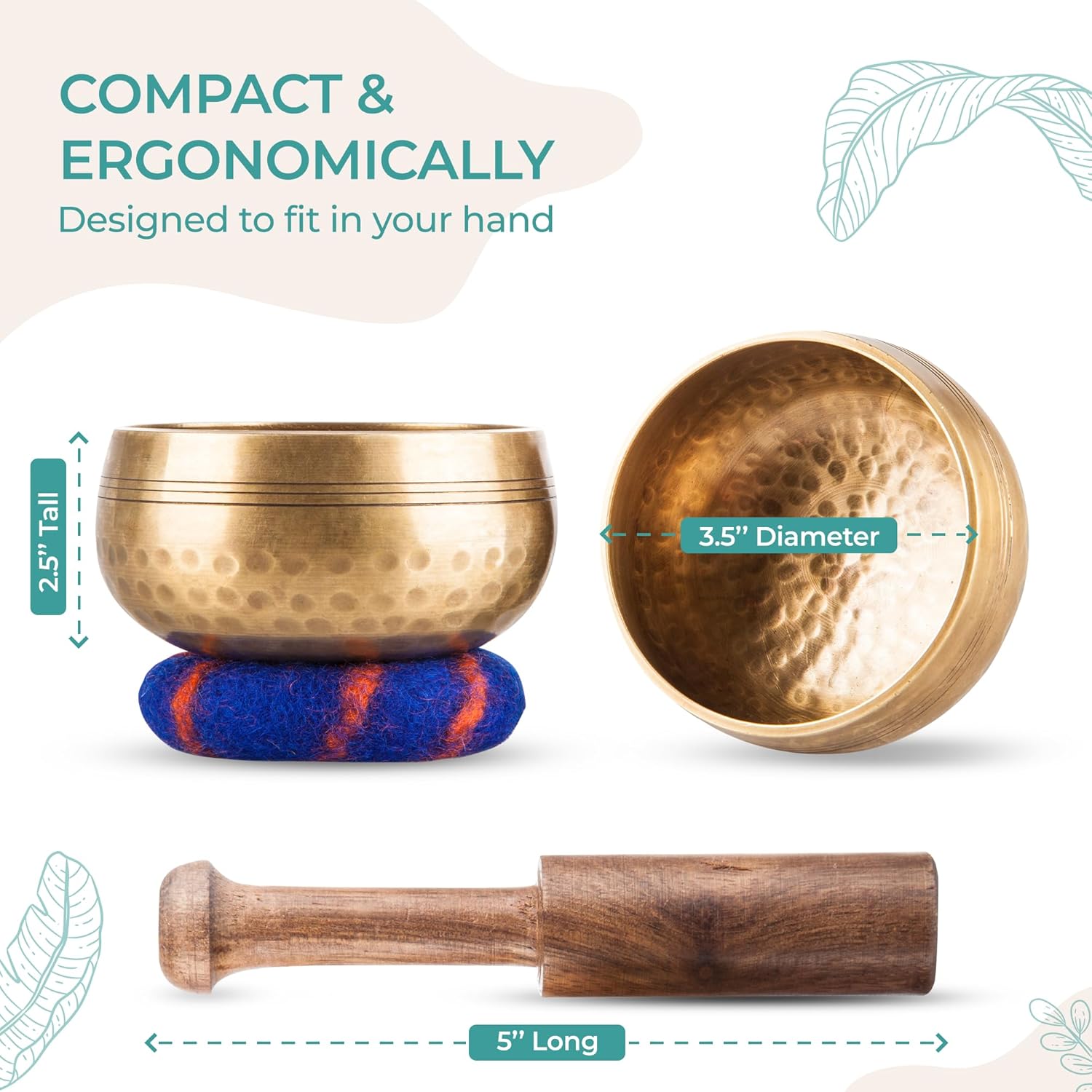 Handcrafted Tibetan Singing Bowl Set – 3.5” Sound Bowl for Meditation, Sound Healing & Yoga – Healing Instrument with Wooden Striker & Cushion – Authentic Hand-Hammered in Nepal - Image 5