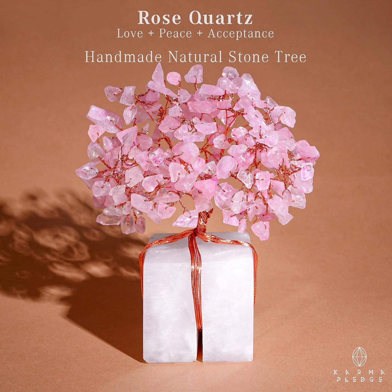 Rose Quartz Crystal Tree of Life Unique Birthday Gifts for Women, Mom, Sister, Friends. Handcrafted Chakra Healing Crystal and Stones for Positivity, Money, Luck, Aesthetic Home and Office Decor - Image 2