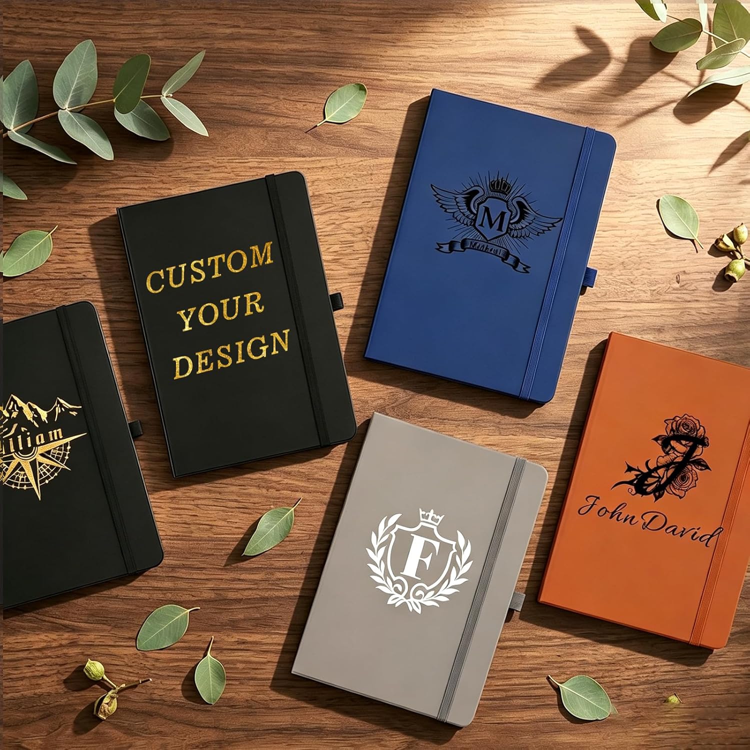 Personalized A5 Notebook Set with Pen, PU Leather Journal, Custom Name Logo Photo, Lined Pages, for Work, School, Office, Daily Writing (Brown) - Image 9