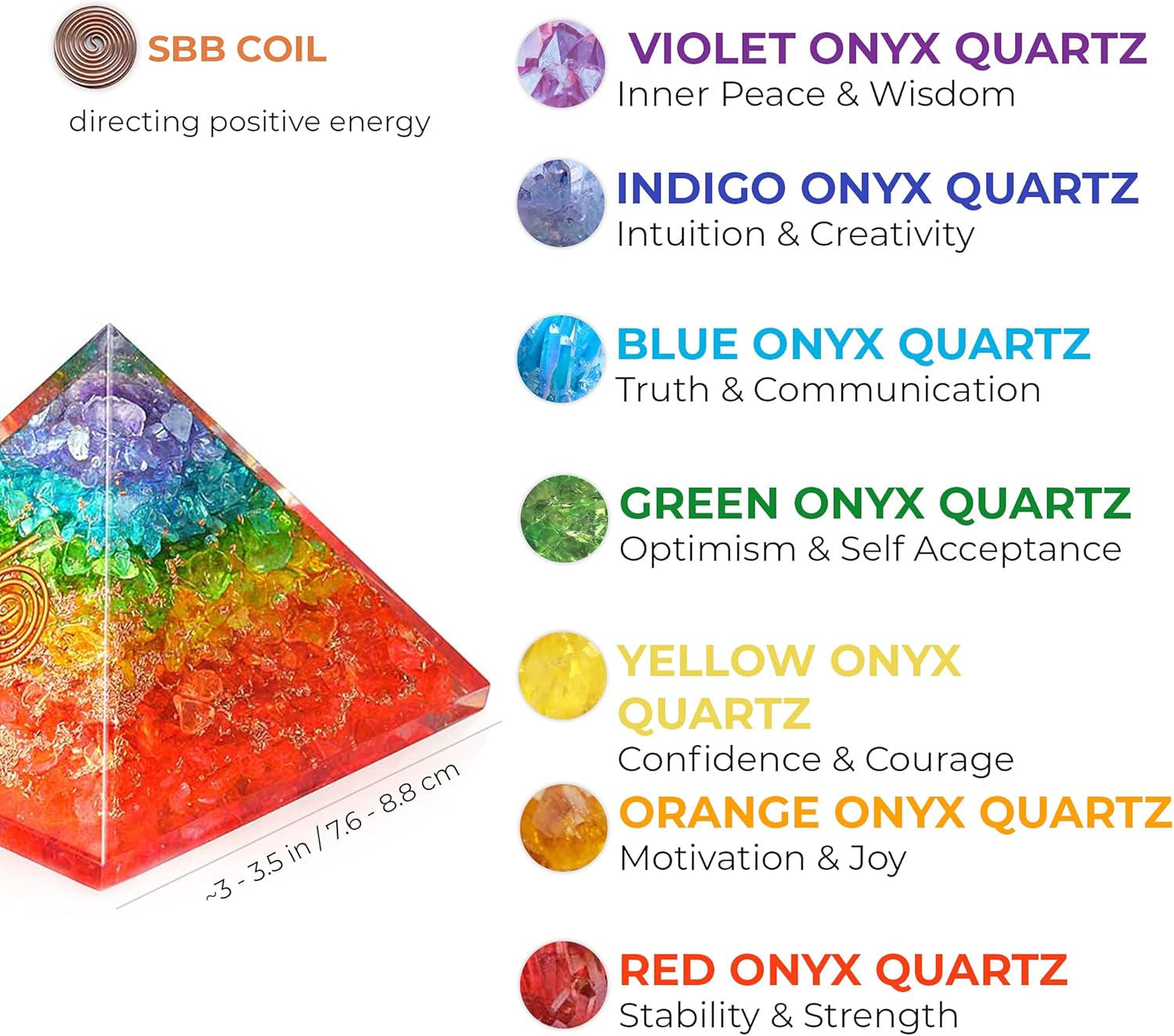 Orgonite Crystal Handmade Seven Chakra Gemstone Pyramid - Orgone Chakra Healing Stone Pyramids for Mediation, Yoga, Reiki, Spiritual Gift, Office and Home Décor - Image 2