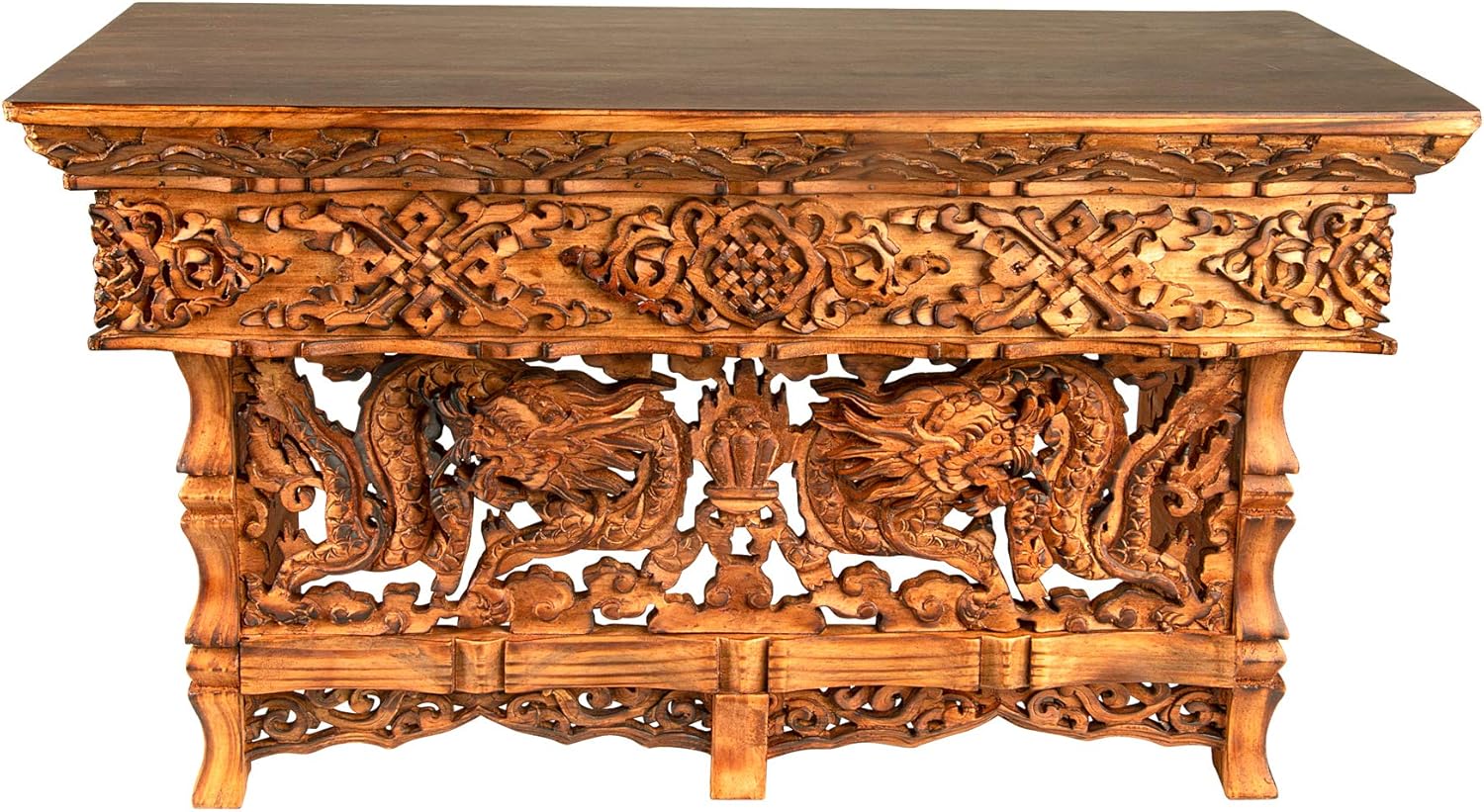 Tribe Azure Fair Trade Small Altar Table, Meditation Table Altar, Small Puja Table, Meditation Altar Wood Wiccan Buddhist, Tea Japanese, Low Side Dragon (Large) - Image 5