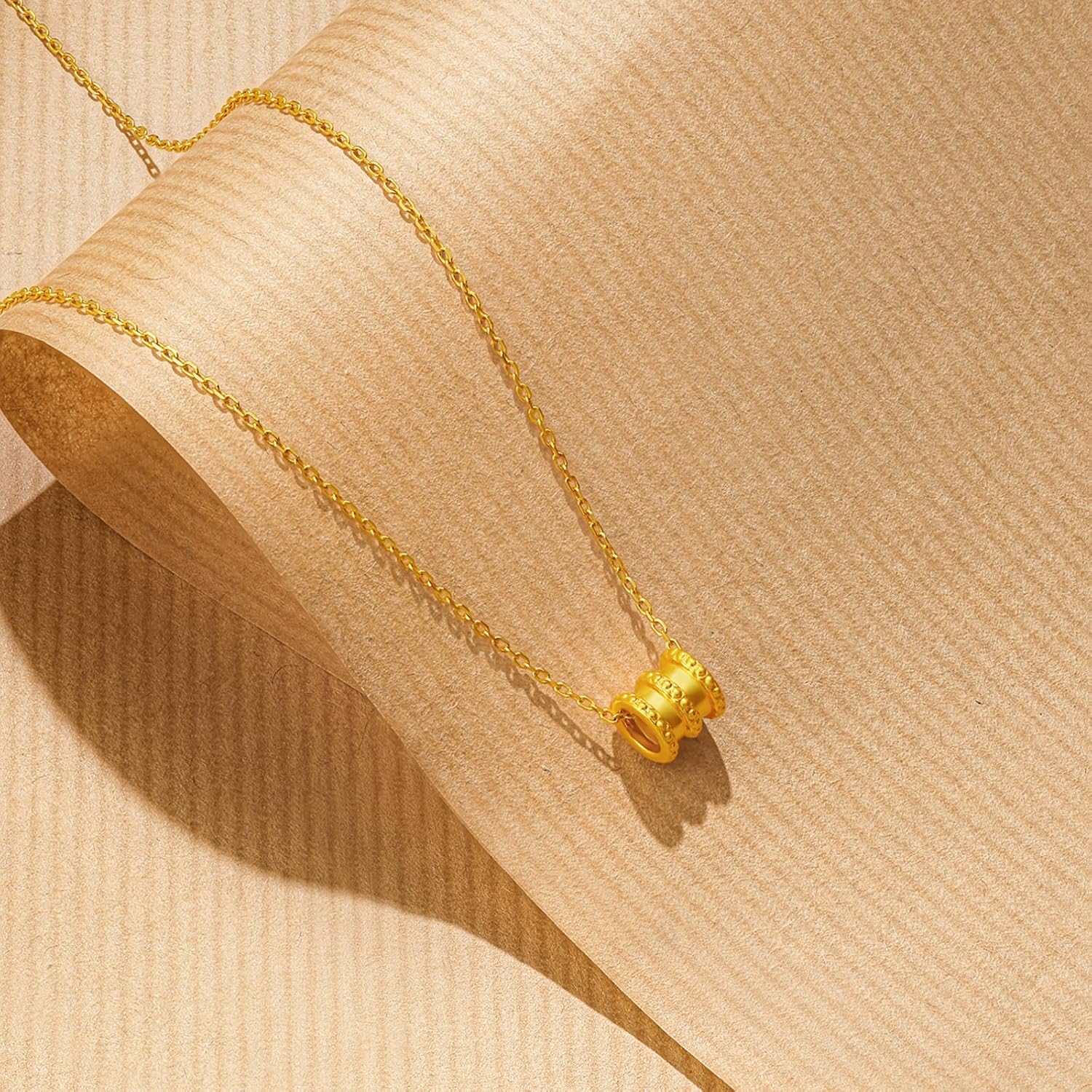 ZHOU LIU FU 24K Solid Gold Pendants Cylindrical Charm Pendant Only Real Gold Dainty Jewelry for Women Daughter Anniversary Birthday Gifts (Not Include Necklace) A0414677 - Image 4