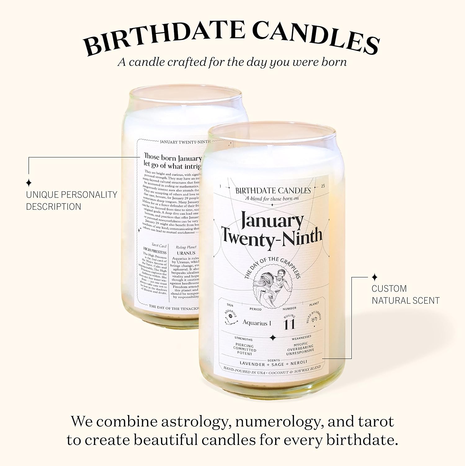 Birthdate Candles, August 1 - Leo Zodiac Scented Candles Birthday Gift - Rosemary, Chamomile & Shea Scent - All-Natural Soy & Coconut Wax, 60-80 Hour Burn Time - Made in USA - Image 3