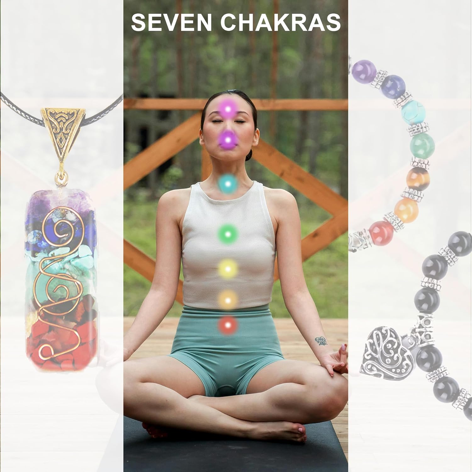 Chakra Healing Stones Set - 7 Raw & 7 Tumbled Crystals with 7 Bullet Shaped Stones, Chakra Necklace, Healing Bracelet & Orgone Pyramid - Spiritual Gift for Reiki, Meditation, Energy Balancing - Image 7