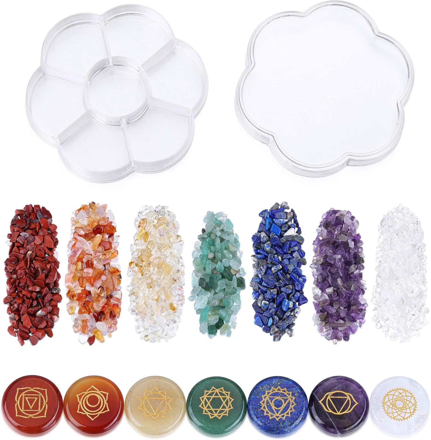 CrystalTears 7 Chakra Crystal Stones Natural Reiki Healing Crystals Gemstones with Engraved Chakra Symbol Tumbled Polished Chakra Stone Kit for Meditation Crystal Therapy Gift for Christmas - Image 4